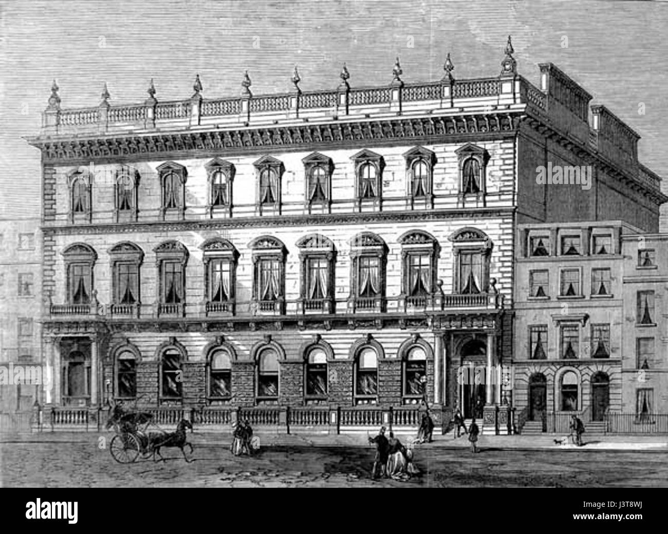 Ceci fait référence à une illustration du Junior Carlton Club sur Pall Mall à Londres, à partir de 1868, représentant probablement les membres de clubâ™ ou des rassemblements sociaux dans l'Angleterre victorienne. Banque D'Images