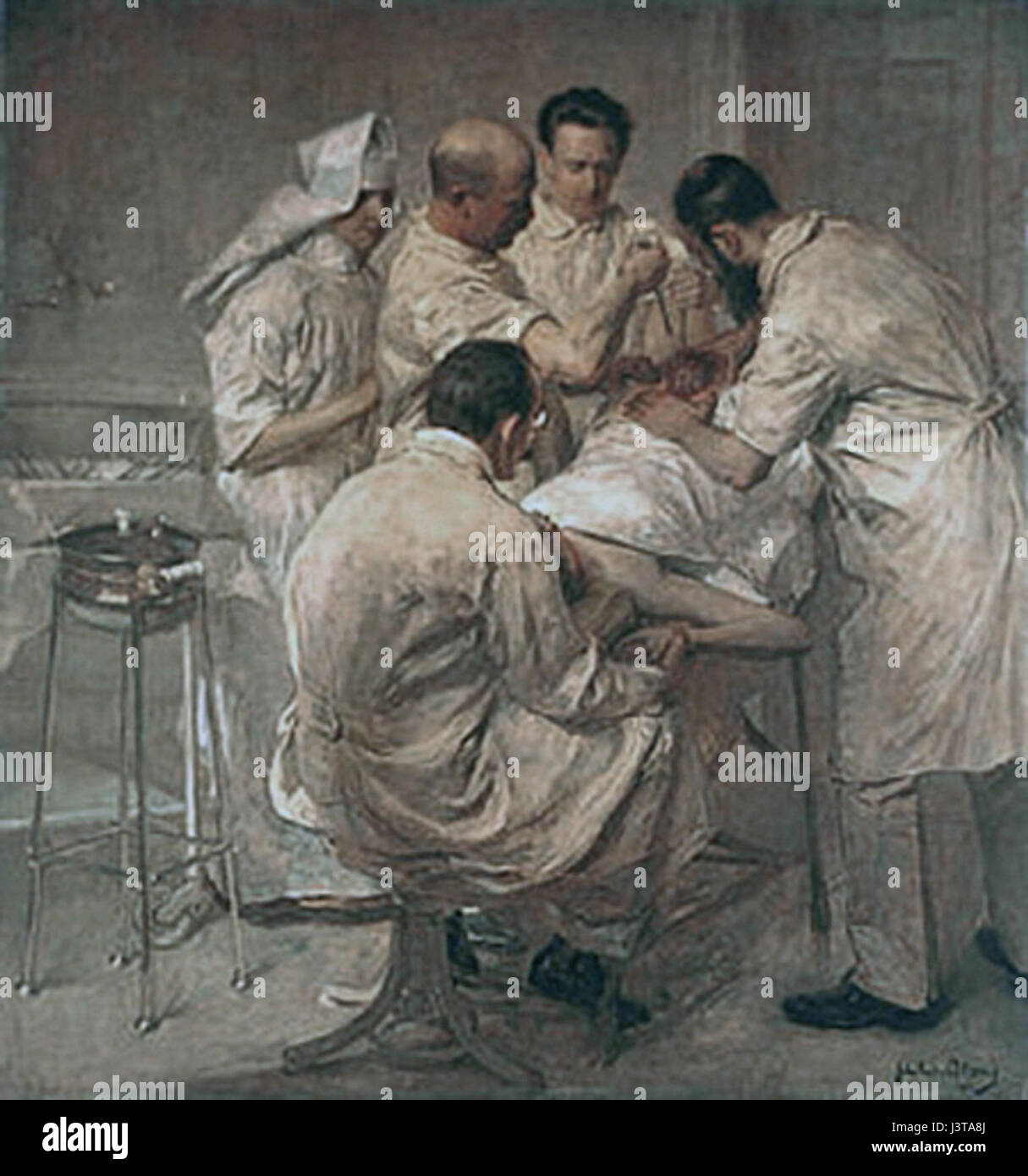 La photographie de John Quincy Adams Wertheim au cours d'une opération capture un moment de l'histoire médicale, mettant peut-être en évidence les progrès de la chirurgie et des procédures médicales. John Quincy Adams Wertheim était une figure éminente dans le domaine de la médecine, contribuant de manière significative à la chirurgie, en particulier en oncologie. Banque D'Images