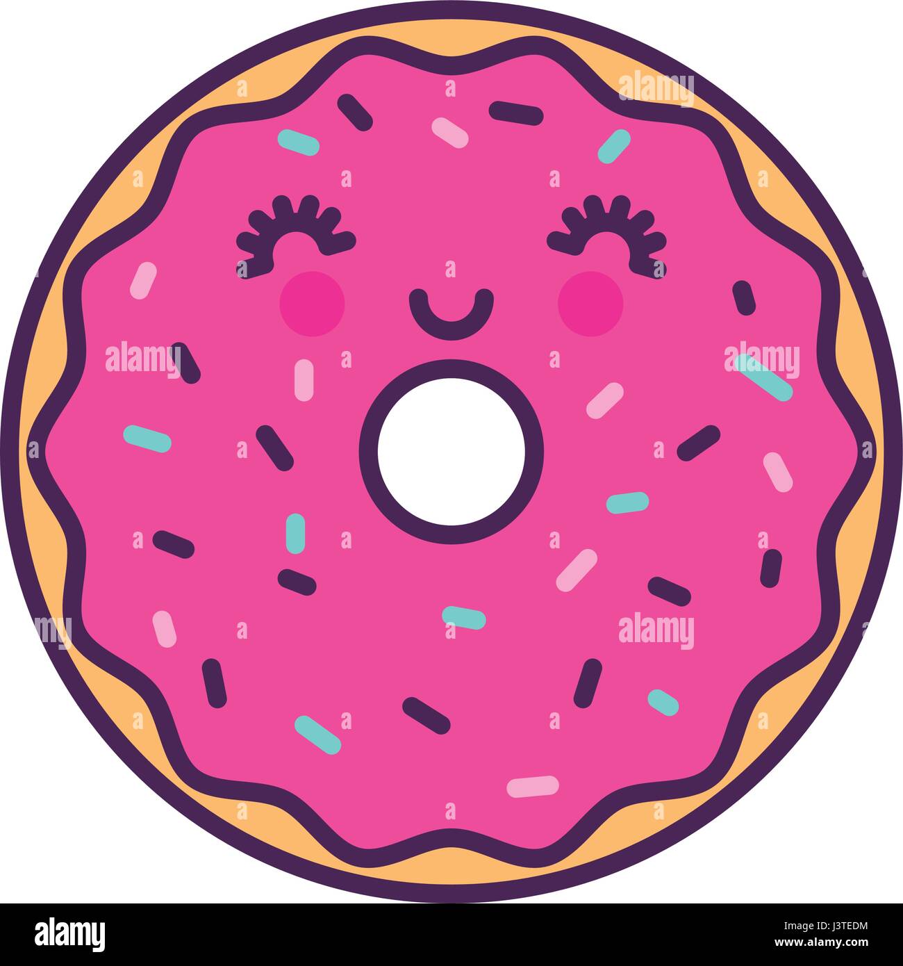 Doux et délicieux donut kawaii character Illustration de Vecteur