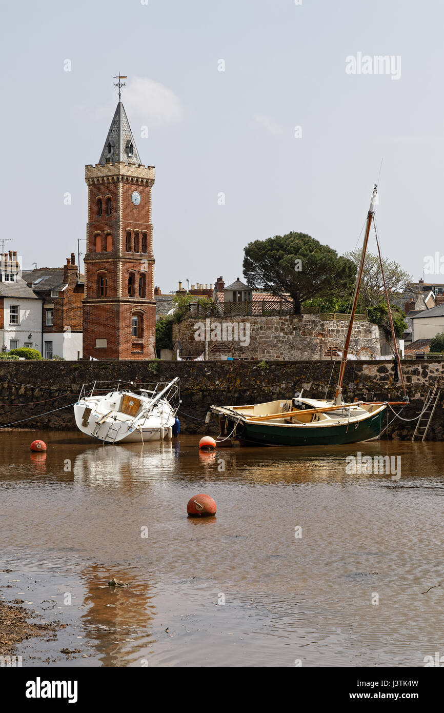 Peter's Tower - Devon brique italienne tour de l'horloge à Lympstone sur l'estuaire de la rivière Exe Banque D'Images