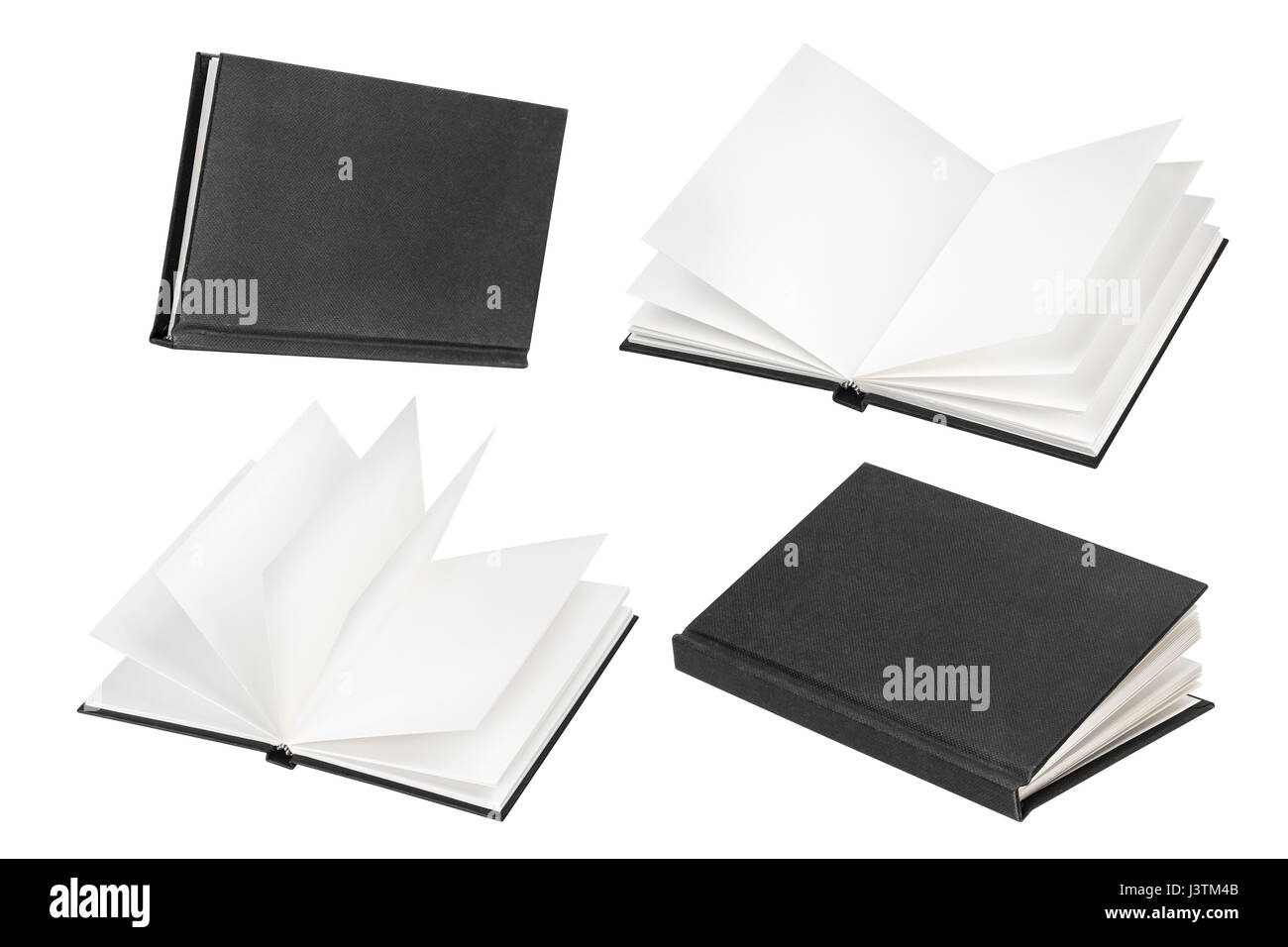 Livre noir des maquettes isolé sur fond blanc Banque D'Images