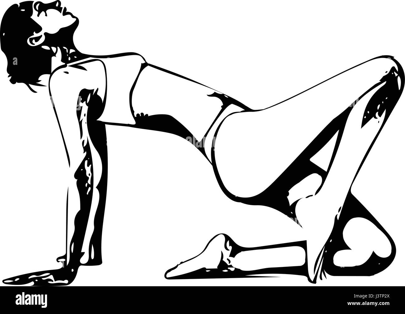 Woman practicing yoga, abstract illustration croquis Illustration de Vecteur