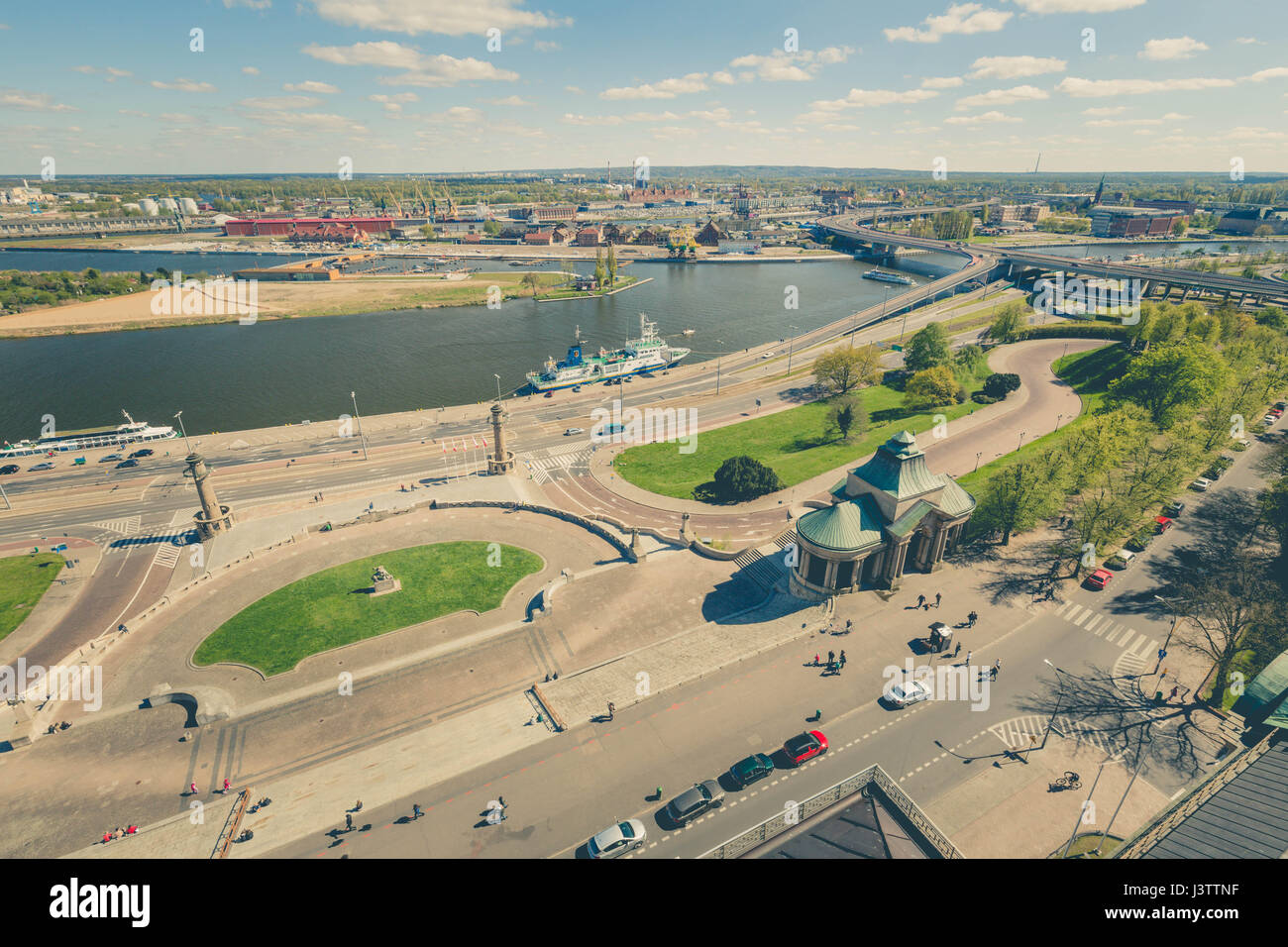 Szczecin / Panorama de la partie historique de la ville Banque D'Images