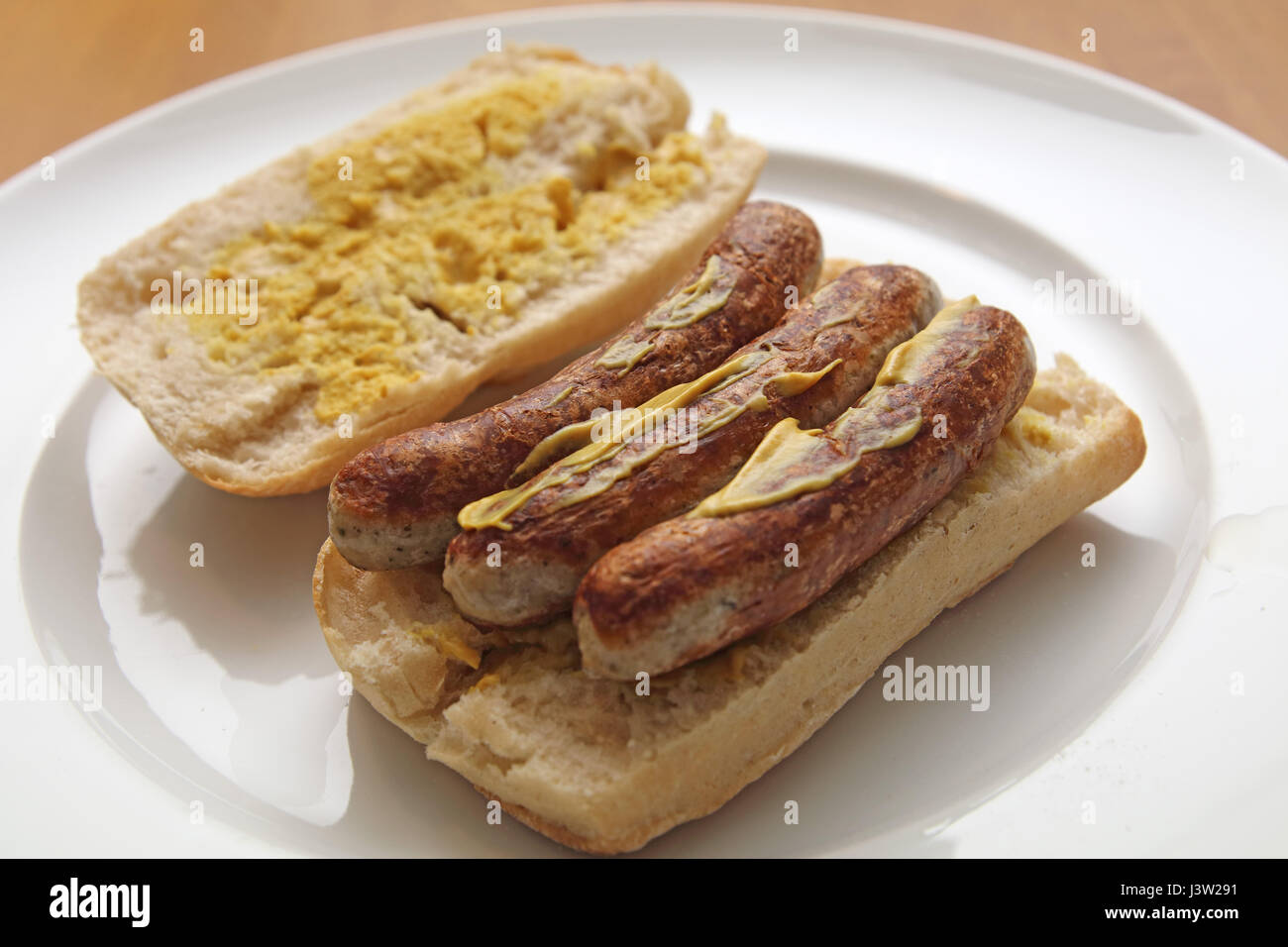 Nürnberger Würstchen mit Brötchen Banque D'Images