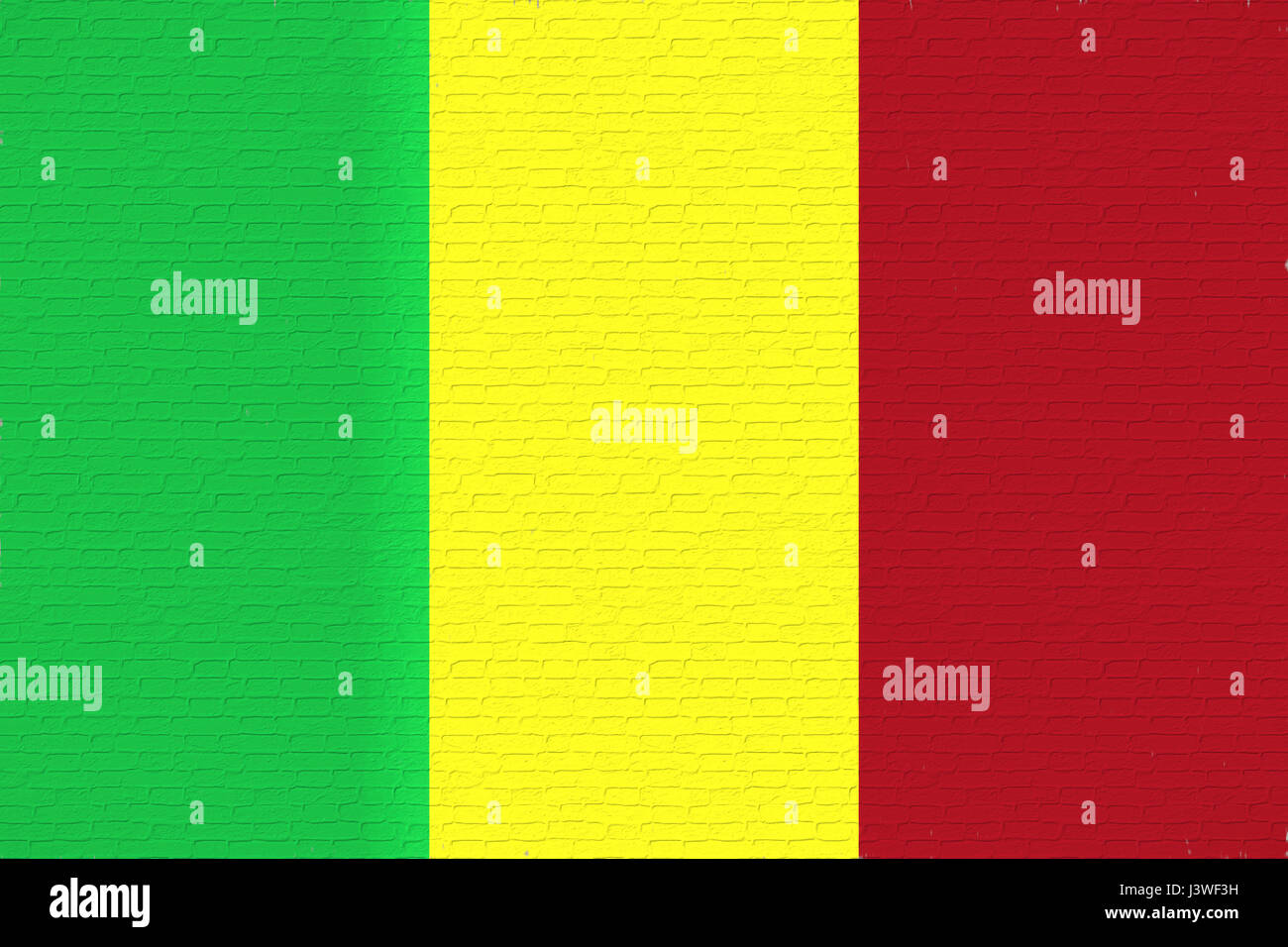 Illustration du drapeau national du Mali à la recherche comme il est peint sur un mur. Banque D'Images