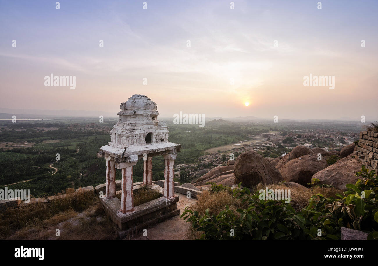 Vue depuis les collines Matanga dans Hampi, Karnataka, Inde. Banque D'Images