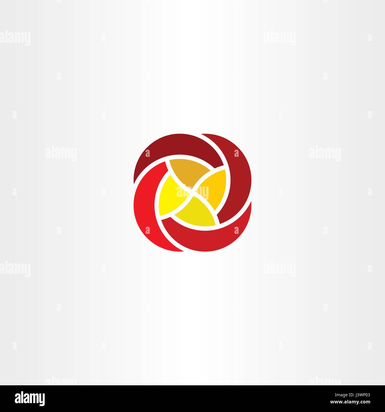 Fleur jaune rouge icône logo business tech Illustration de Vecteur