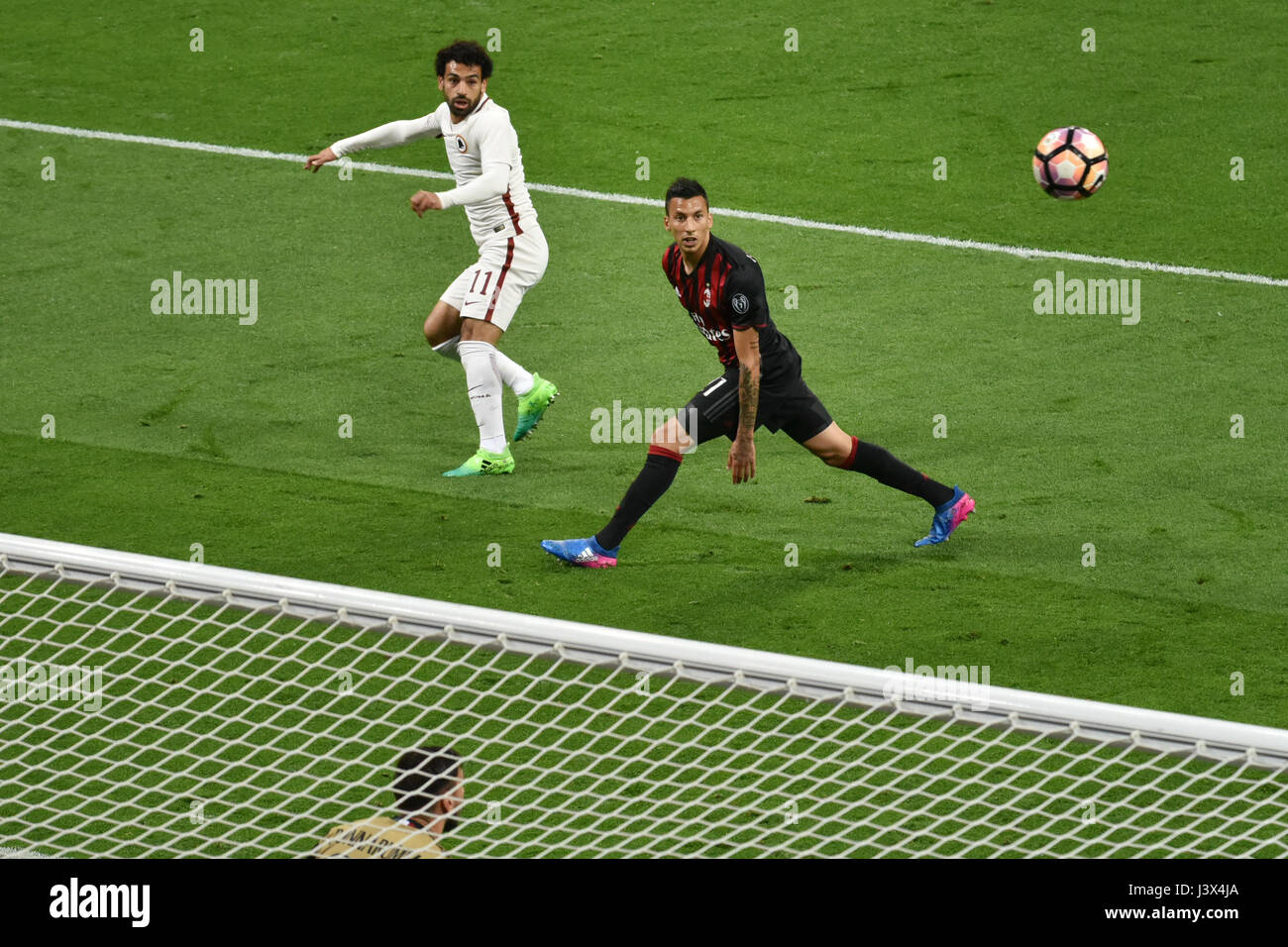 Milan, Italie. 7 mai, 2017. Serie A italienne match de football AC Milan vs AS Roma, au stade San Siro, à Milan. Résultat final 1 - 4. Credit : Federico Rostagno/Alamy Live News Banque D'Images