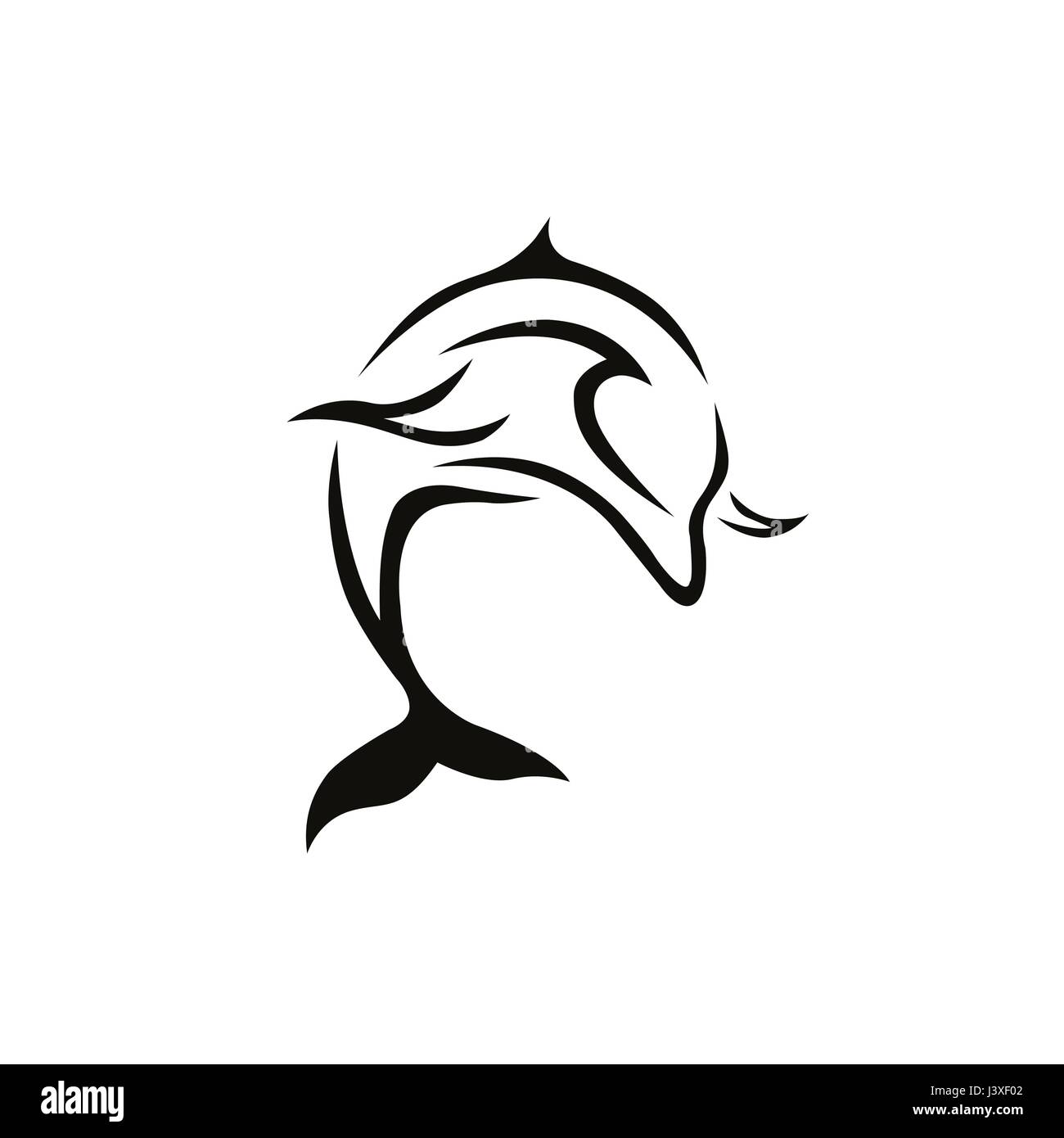 Conception de tatouage dauphin sautant Illustration de Vecteur