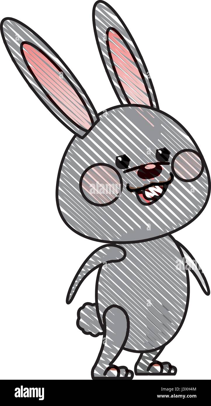 Mignon lapin de pâques dessin gris concept Illustration de Vecteur
