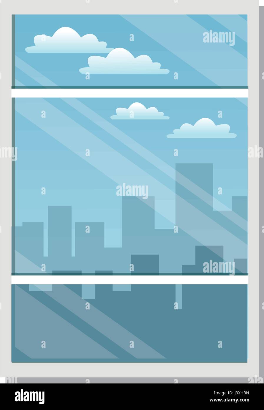 La visualisation des bâtiments Ville de fenêtre nuages horizon Illustration de Vecteur