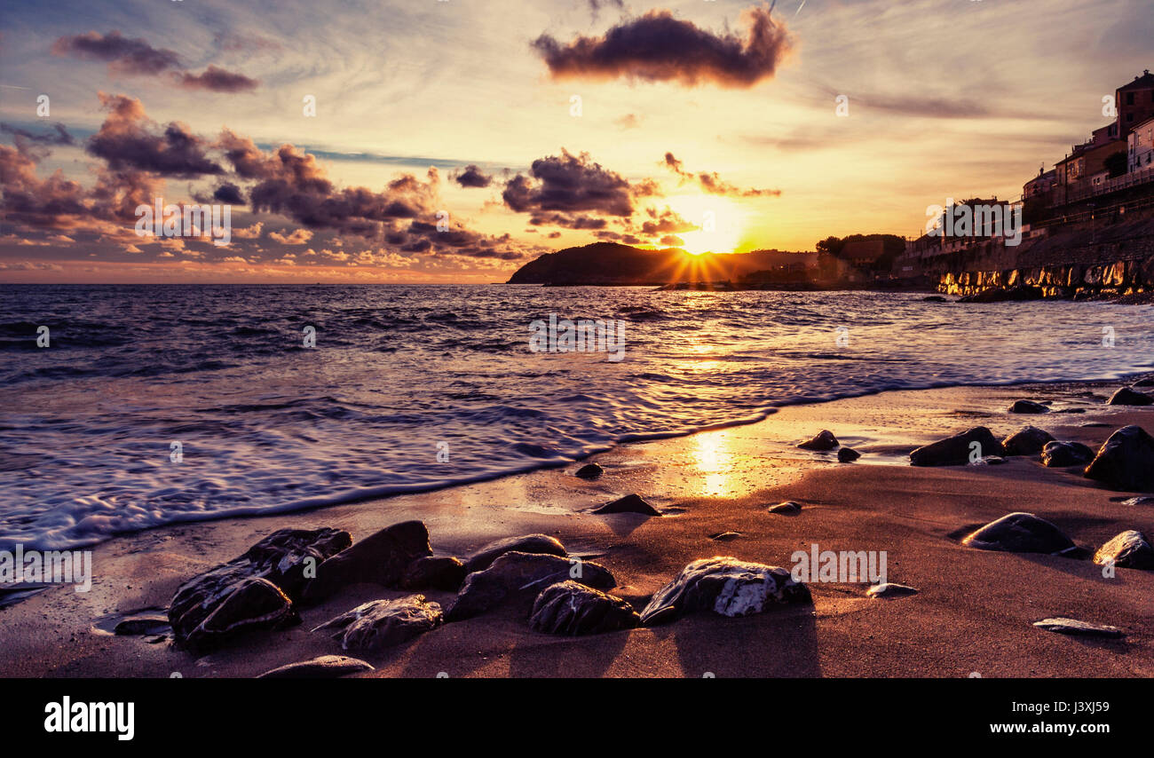 Vue côtière, Cervo, ligurie, italie Banque D'Images