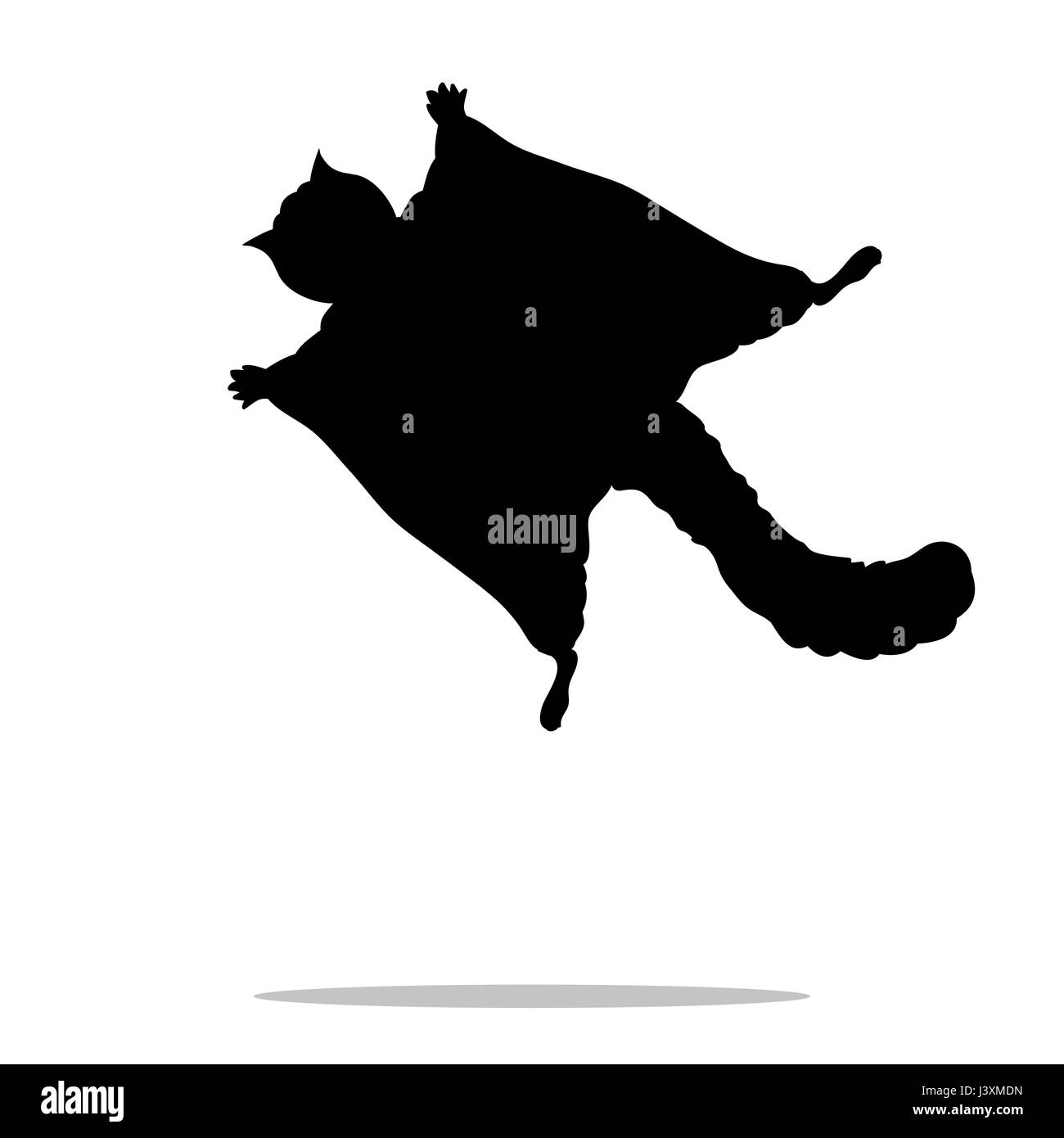 Écureuil volant animal silhouette noire Illustration de Vecteur