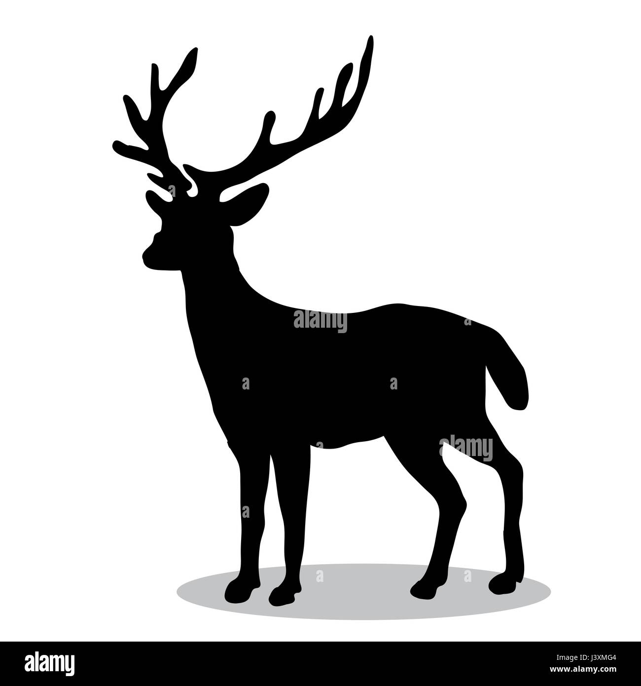 Bois de cerf animal silhouette noire Illustration de Vecteur