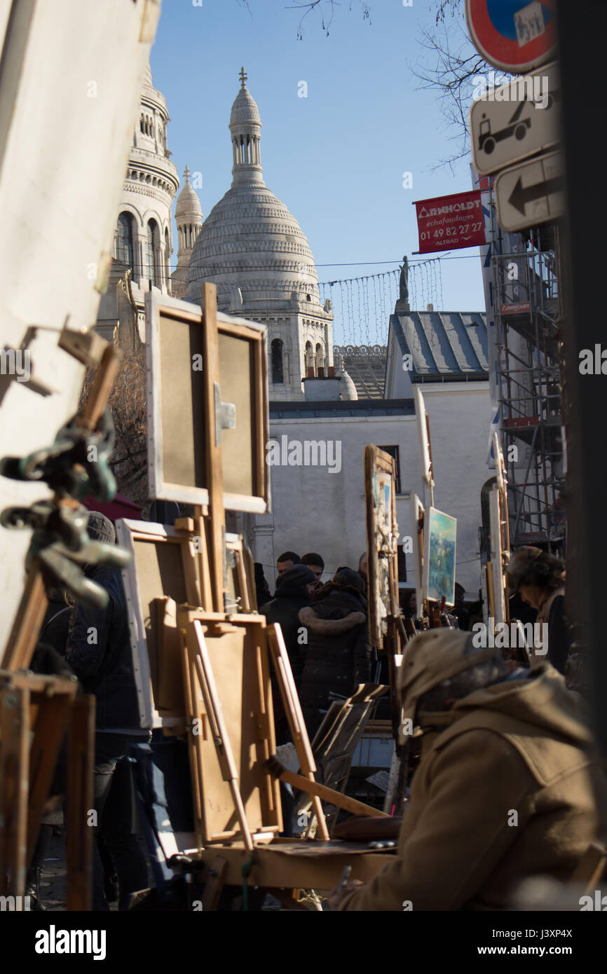 Place du Tertre butte Montmartre près du sacré coeur Banque D'Images