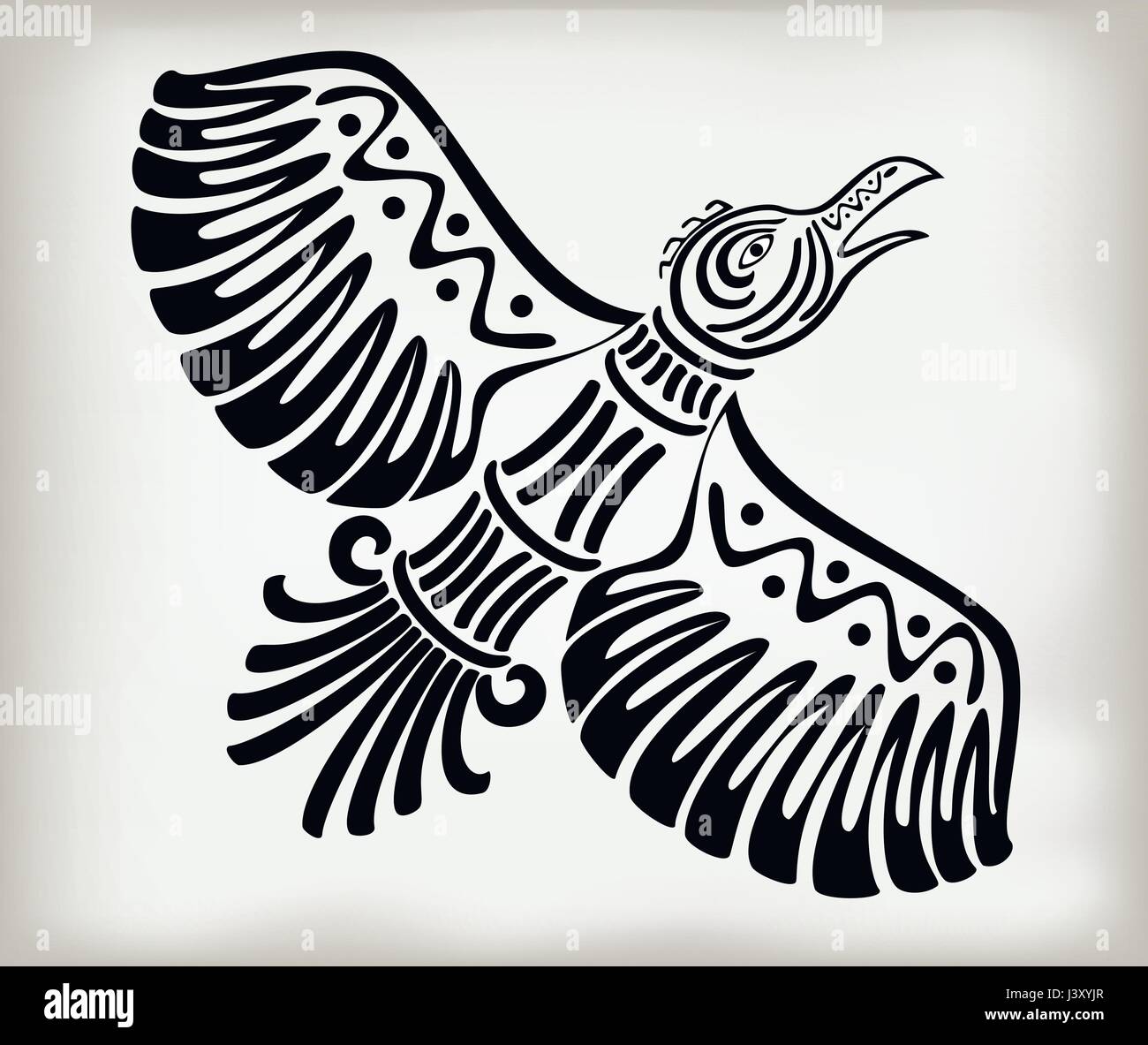 Oiseau stylisé décoratif crows dans le style de l'ancienne ethniques indiens américains avec la tendance nationale. EPS10 vector illustration Illustration de Vecteur
