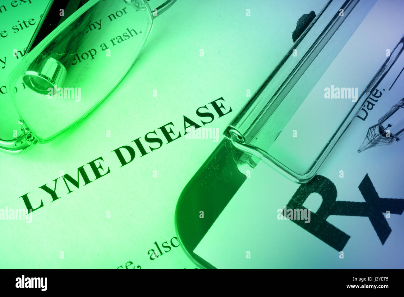 La maladie de Lyme diagnostic écrit sur une page. Concept médical. Banque D'Images