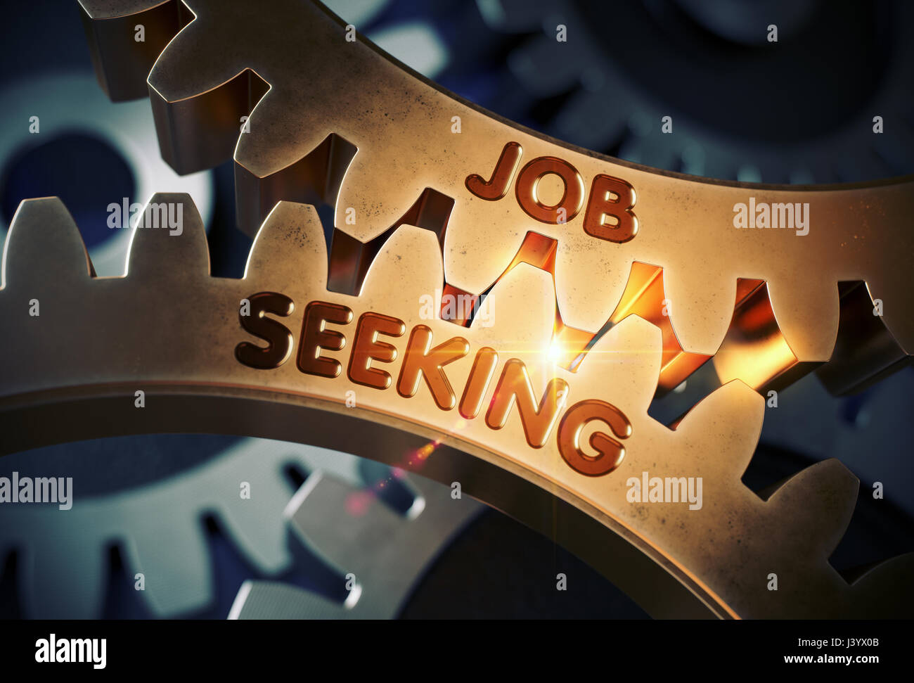 La recherche d'emploi sur les pignons d'or. 3D Illustration. Banque D'Images