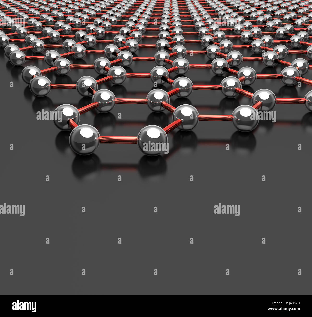 Le Rendu 3D de la structure du graphène sur surface sombre Banque D'Images