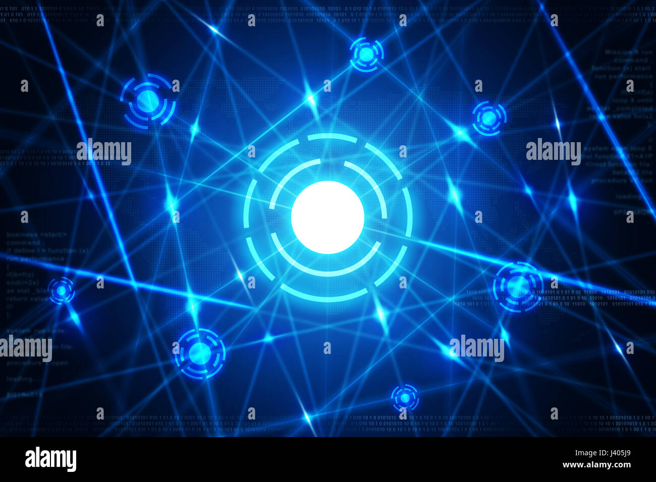Blue abstract futuristic digital business networking technology background Banque D'Images