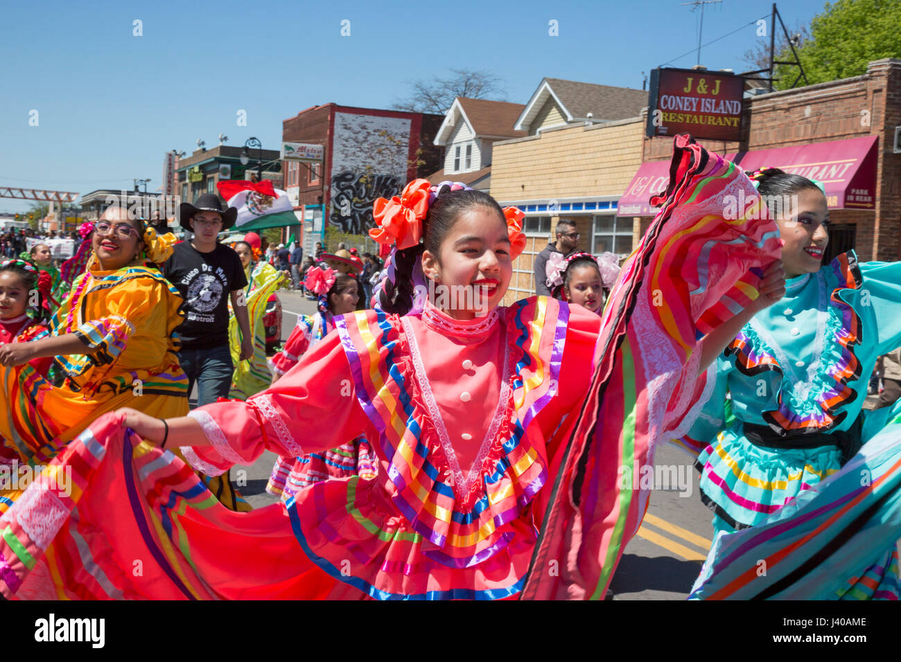 Detroit, Michigan - Le défilé annuel de Cinco de Mayo dans le quartier de Mexico-sud-ouest de Detroit. Banque D'Images