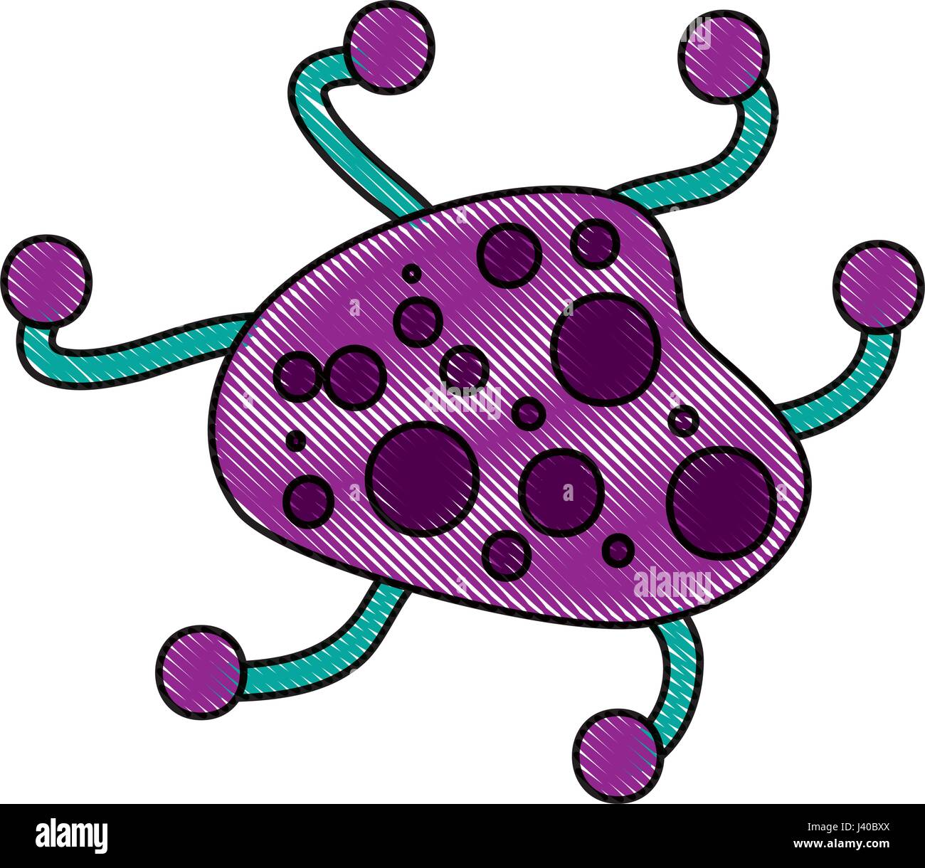 Icône de structure de la cellule bactérienne Illustration de Vecteur