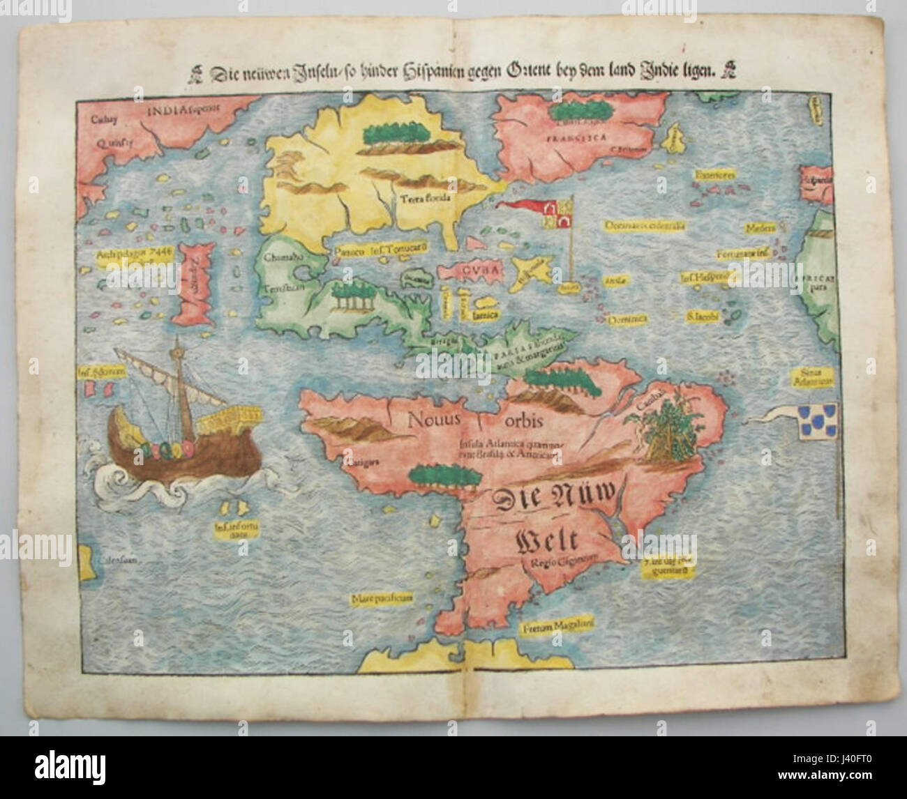 Carte des Amériques(1553) Banque D'Images