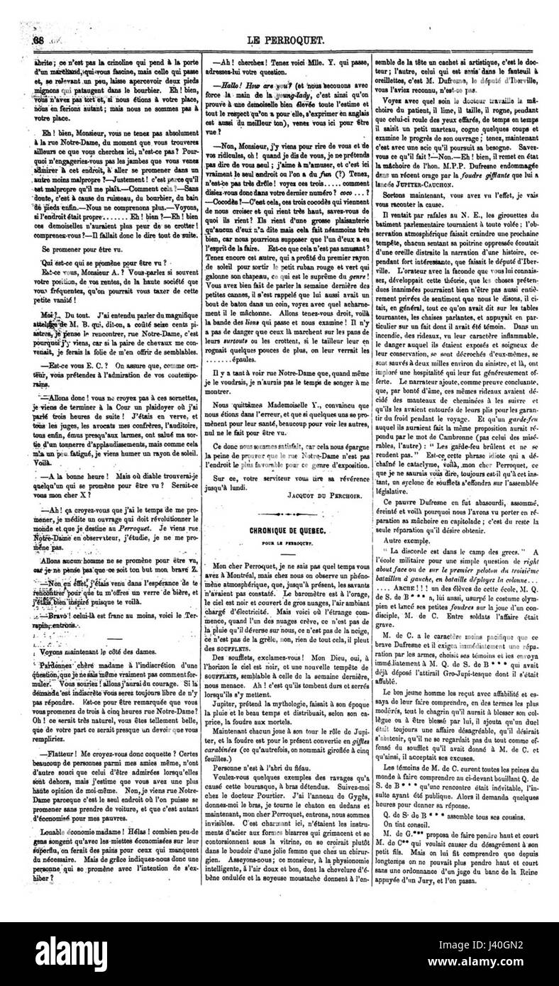'Le perroquet' est une publication française, cette référence spécifique renvoyant probablement à la page 28 du numéro 10. Elle pourrait concerner la littérature, les arts ou les publications historiques du monde francophone. Banque D'Images