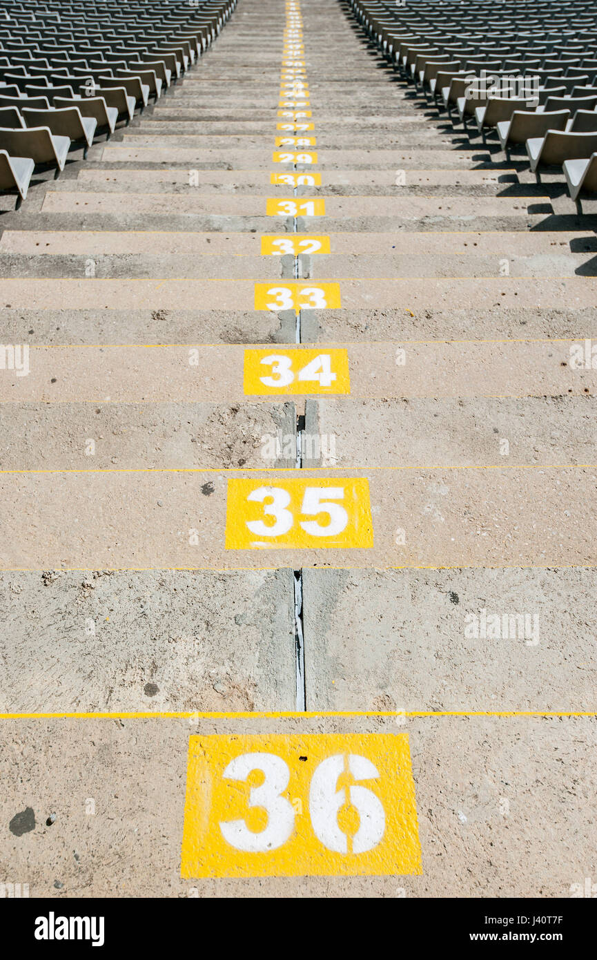 Reihen-Nummern mit beteiligungen im Olympiastadion von 1992. Banque D'Images