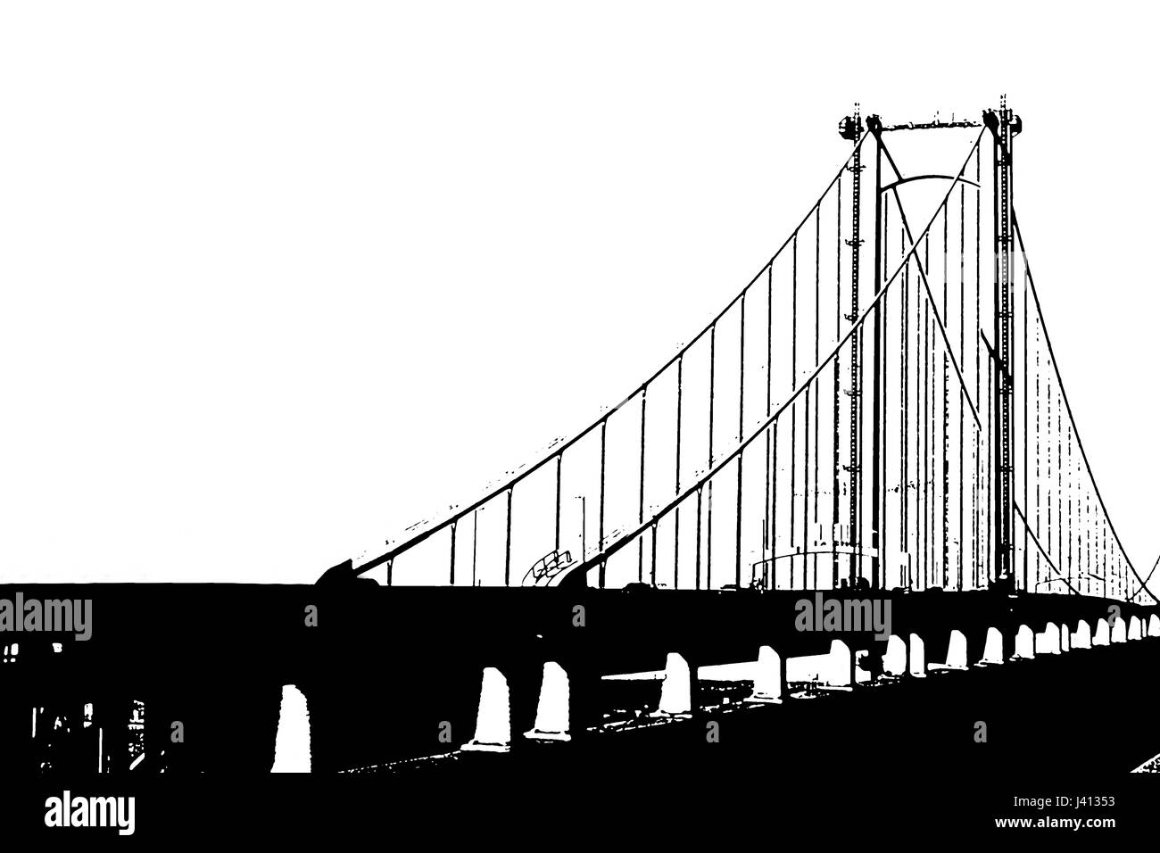 Vue de la Delaware Memorial Bridge de jour. Ajout d'effets. Le noir et blanc Banque D'Images