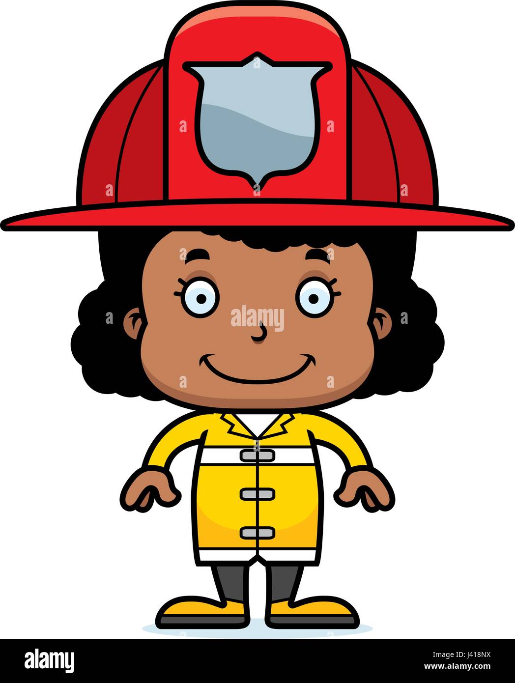 Un pompier cartoon girl smiling. Illustration de Vecteur