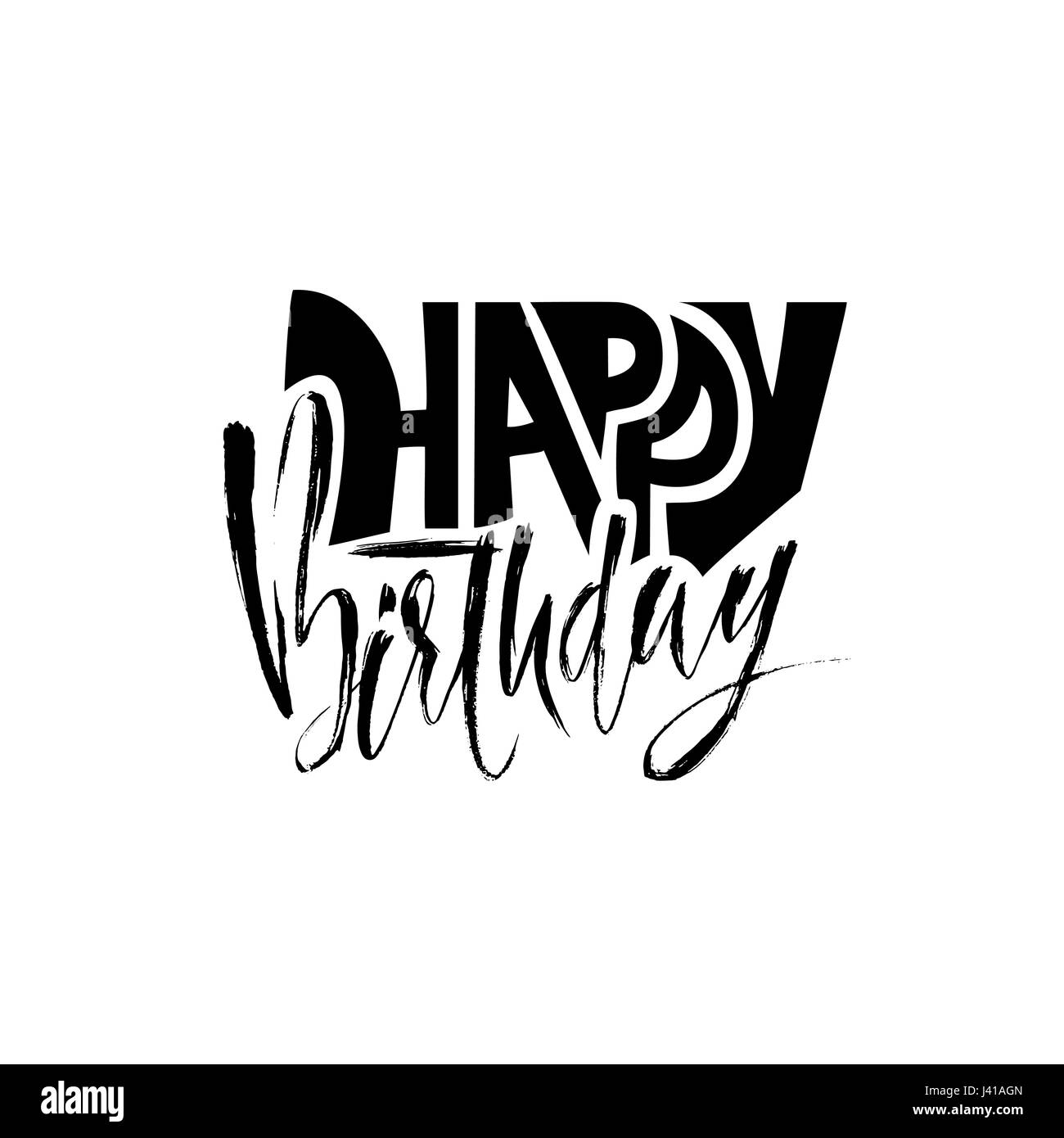 Joyeux anniversaire. La brosse sèche moderne lettrage pour invitation et carte de souhaits, estampes et affiches. Inscription manuscrite. Dessin calligraphique. Vector illustration. Illustration de Vecteur