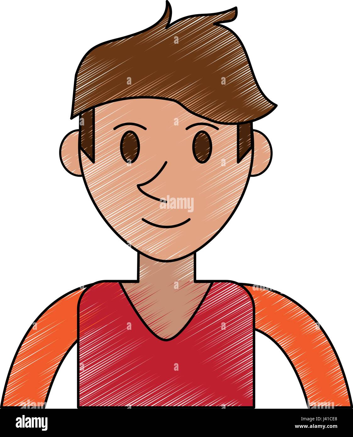 Dessin Au Crayon De Couleur Vue Avant La Moitié De Lhomme