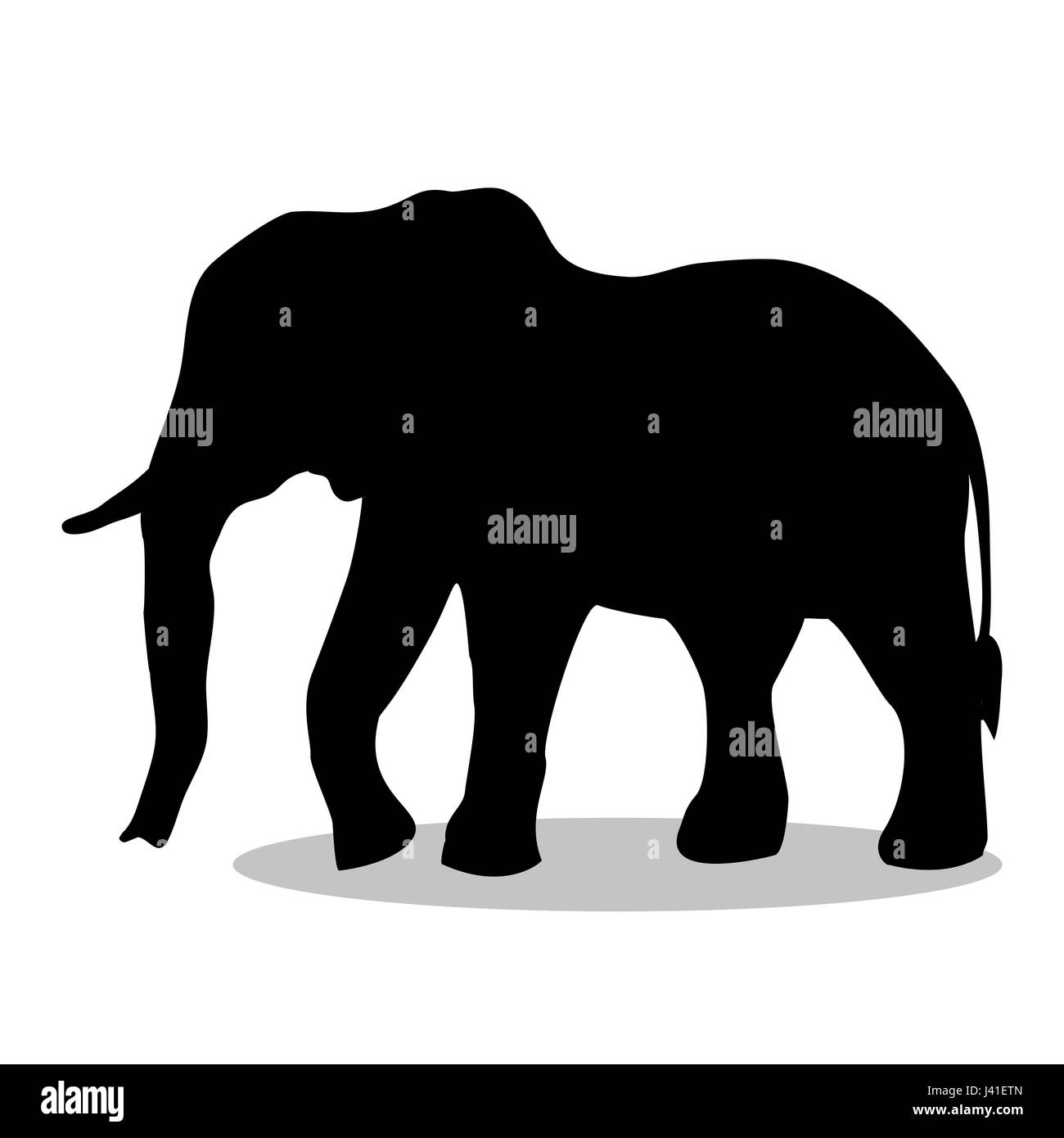 Mammifère éléphant animal silhouette noire Illustration de Vecteur