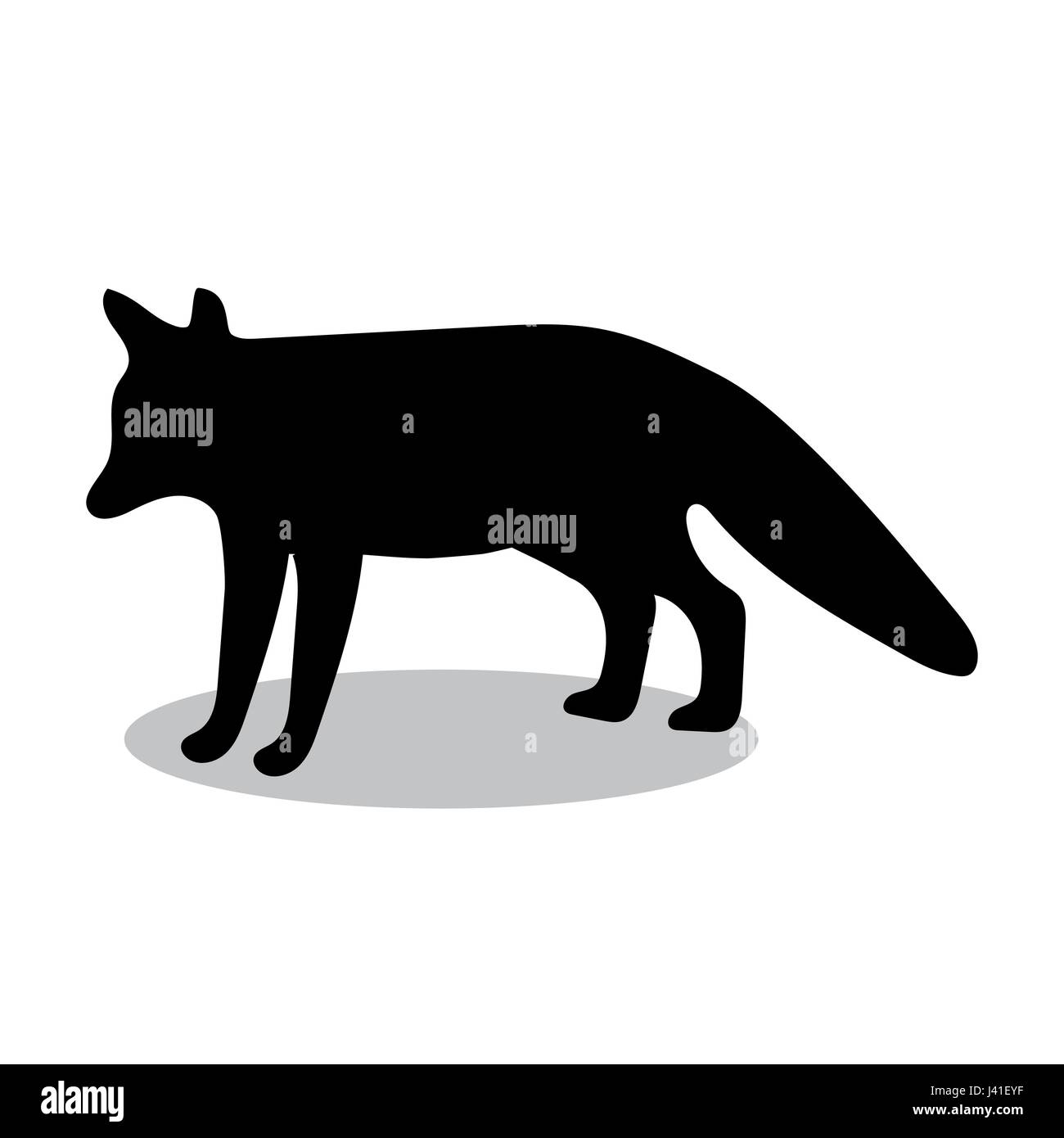 La faune animal silhouette Black Fox Illustration de Vecteur