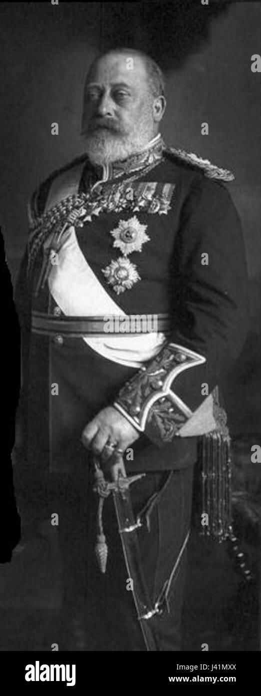 Koning Édouard VII fut le roi du Royaume-Uni de 1901 à 1910, connu pour son influence au début du XXe siècle, en particulier dans la politique britannique et européenne. Son règne marque le début de l'ère édouardienne. Banque D'Images