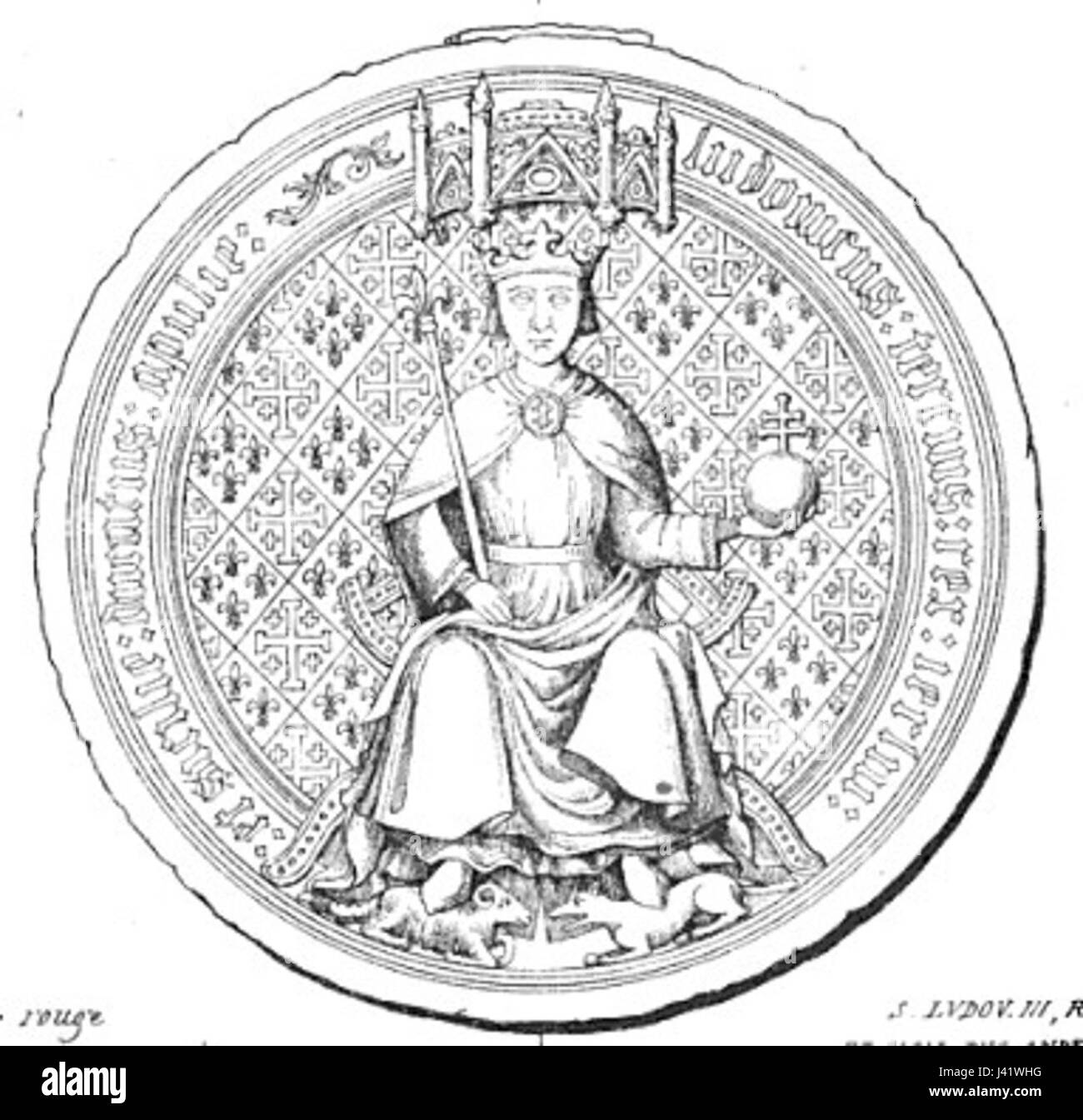 Louis Ier de Naples (1274â€"1299) était roi de Naples et une figure clé de la politique européenne médiévale, connu pour ses campagnes militaires, son implication dans la succession papale et ses tentatives d'expansion de son Royaume. Son règne a façonné le paysage politique de l'Italie à la fin du XIIIe siècle. Banque D'Images