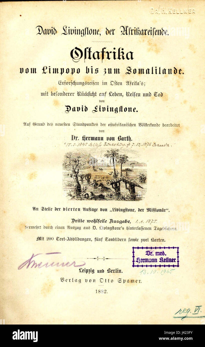 « Livingstone portada » fait référence à une couverture ou page de titre d'une œuvre liée à David Livingstone, le célèbre explorateur et missionnaire écossais connu pour ses voyages en Afrique au XIXe siècle. Banque D'Images