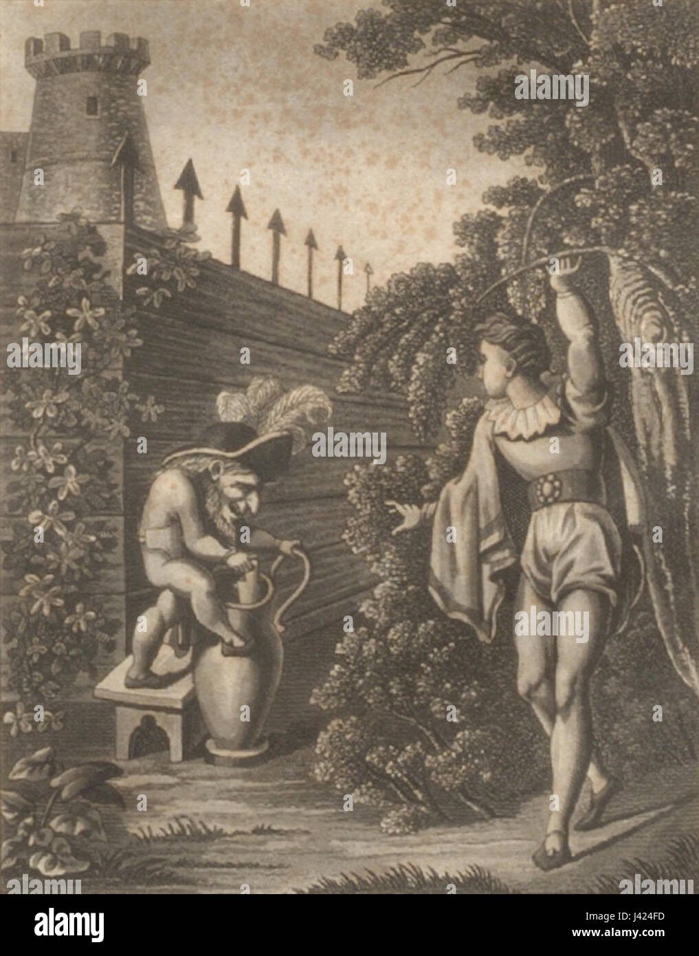 'Maehrchenkranz fuer Kinder X058' est une illustration ou un design de livre d'histoires pour enfants, mettant l'accent sur la narration et les œuvres d'art vibrantes destinées au jeune public, avec un accent sur la fantaisie ou les éléments de conte de fées. Banque D'Images