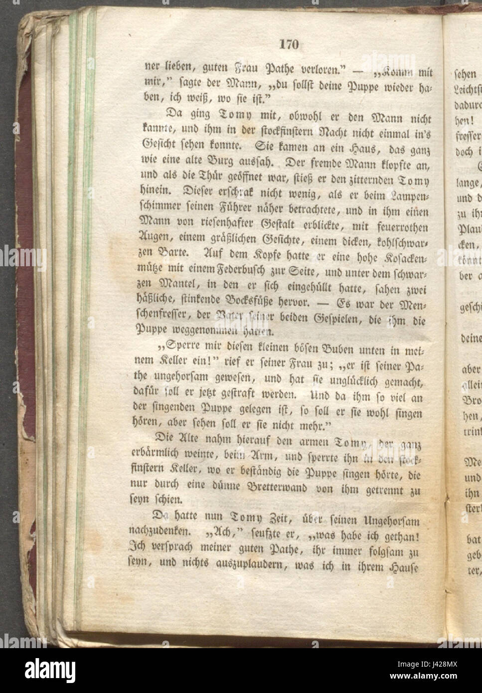 'Maehrchenkranz fuer Kinder' (Couronne de conte de fées pour enfants) est un livre allemand de 170 pages du XIXe siècle, présentant une collection de contes de fées destinés aux enfants. Ses histoires se concentrent sur les leçons de morale, la fantaisie et l'imagination. Banque D'Images