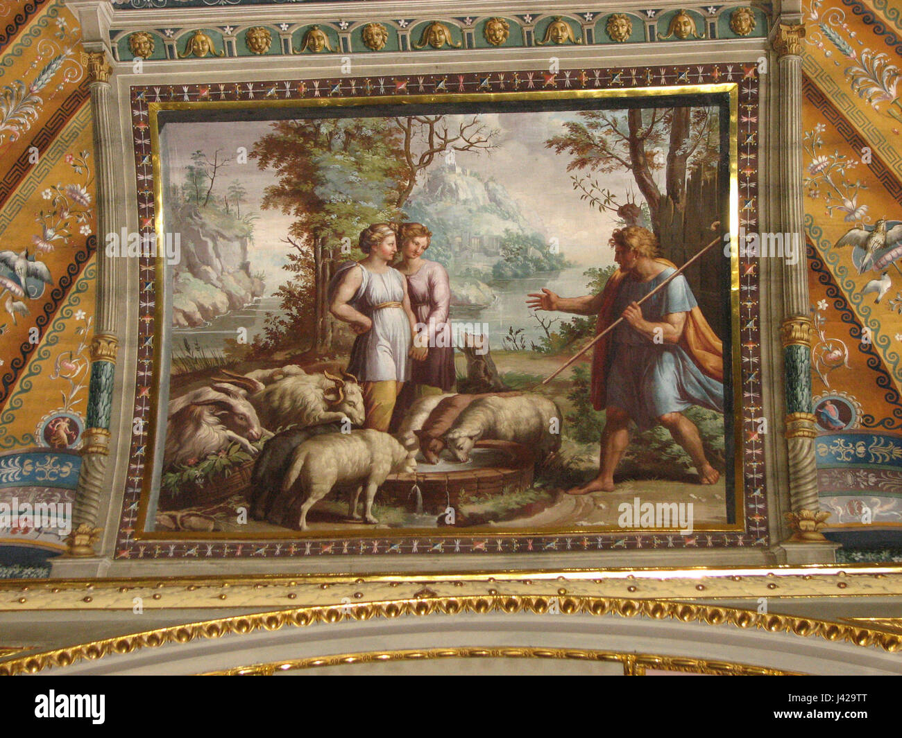 Les loggias de Raphaël sont une série de fresques créées par le célèbre artiste italien Raphaël. Les détails des loggias présentent des conceptions complexes, mettant en valeur sa technique magistrale dans la peinture de fresques et l'intégration architecturale. Ces œuvres peuvent être vues dans le Palais du Vatican, illustrant l'art et l'architecture de la Renaissance. Banque D'Images