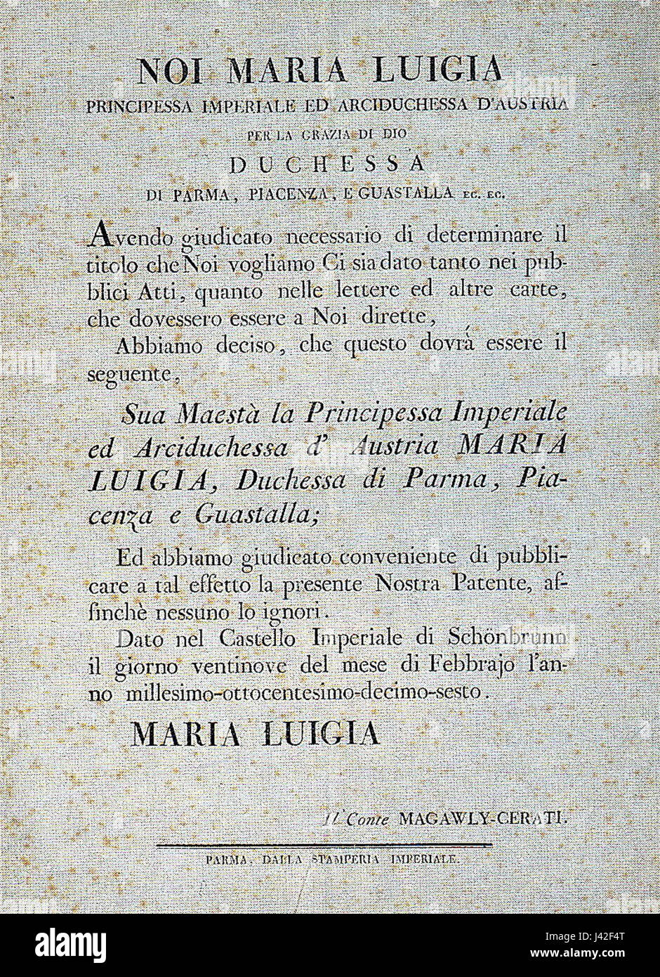 Maria Luigia Duchesse de Parme Banque D'Images