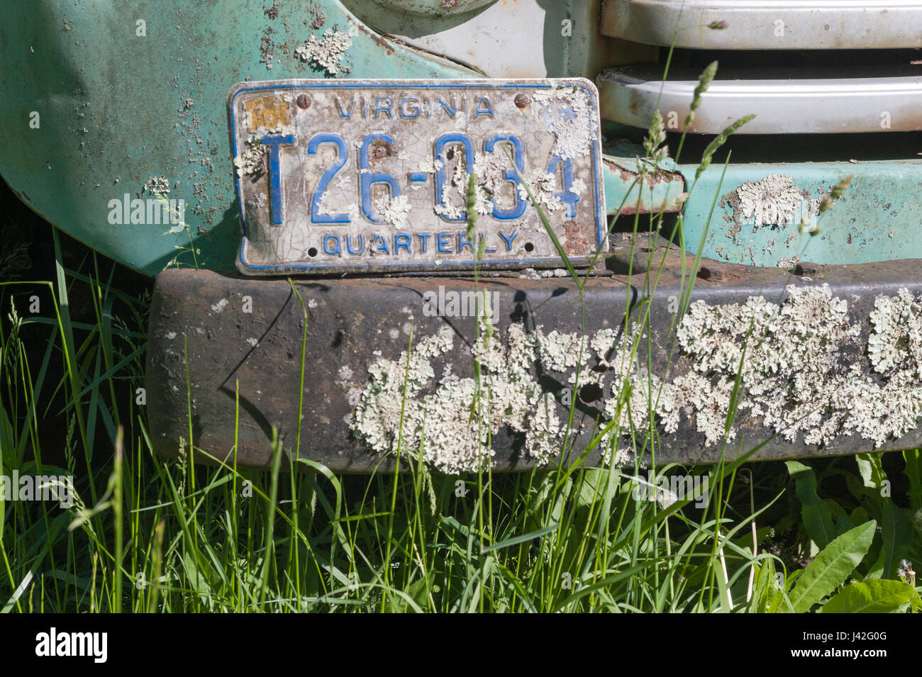 HOT SPRINGS, Virginie- 8 mai 2017 : vieux pick up truck abandonné le long de la route. Banque D'Images