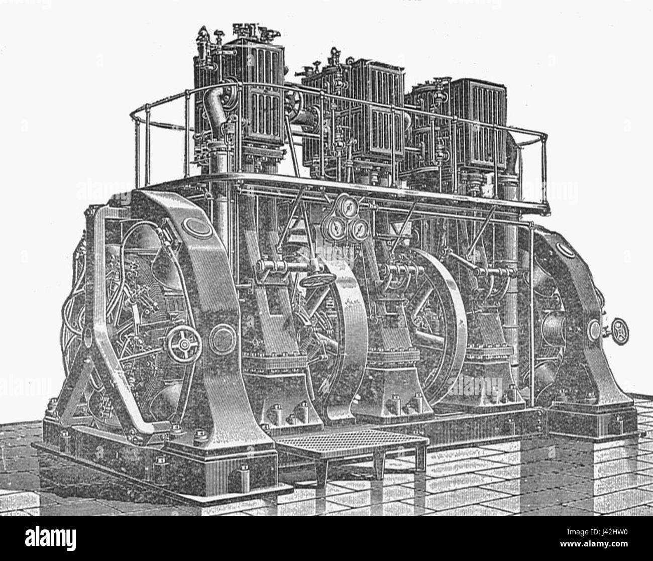 Le lac Érié à triple expansion composé vertical l'ensemble générateur (nouveau catéchisme de la machine à vapeur, 1904) Banque D'Images