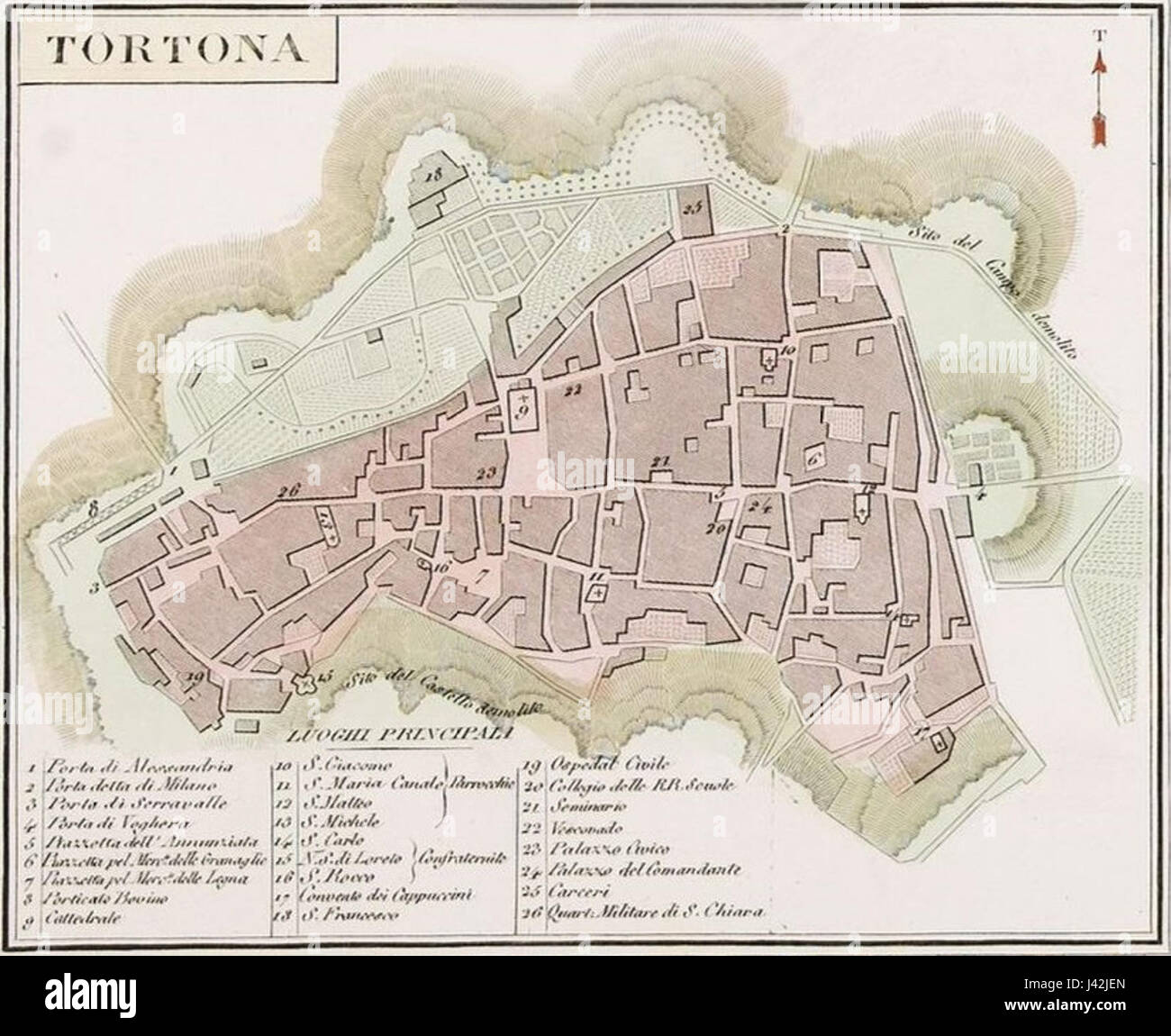 Mappa Tortona 1842 Banque D'Images