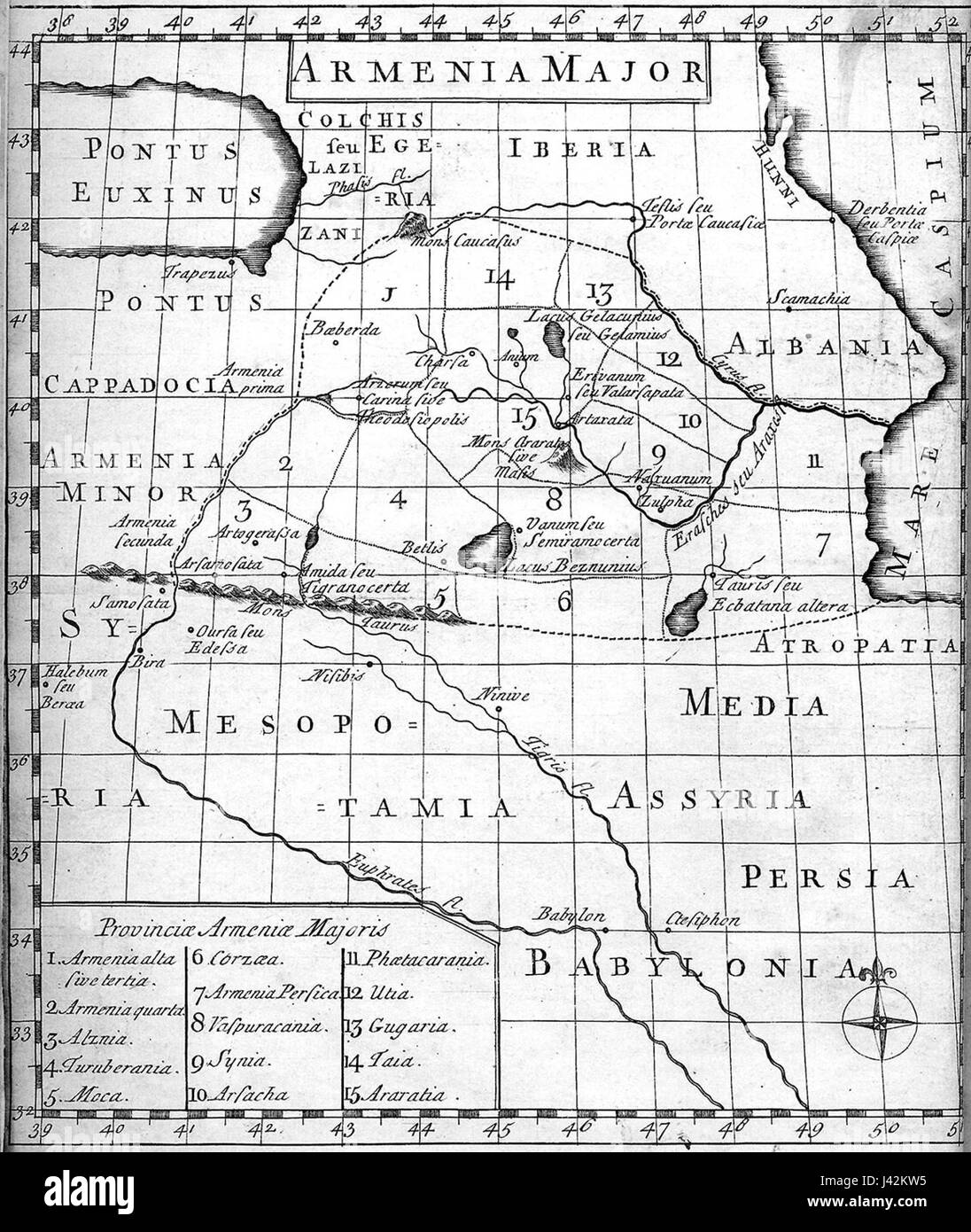 La carte d'Arménie au cours du Moyen Âge, 1736 Banque D'Images