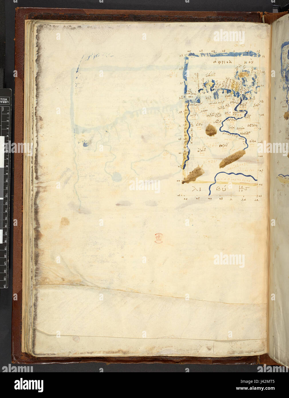 La carte après la Geographia de Ptolémée (111 MS Burney, f.51v) Banque D'Images