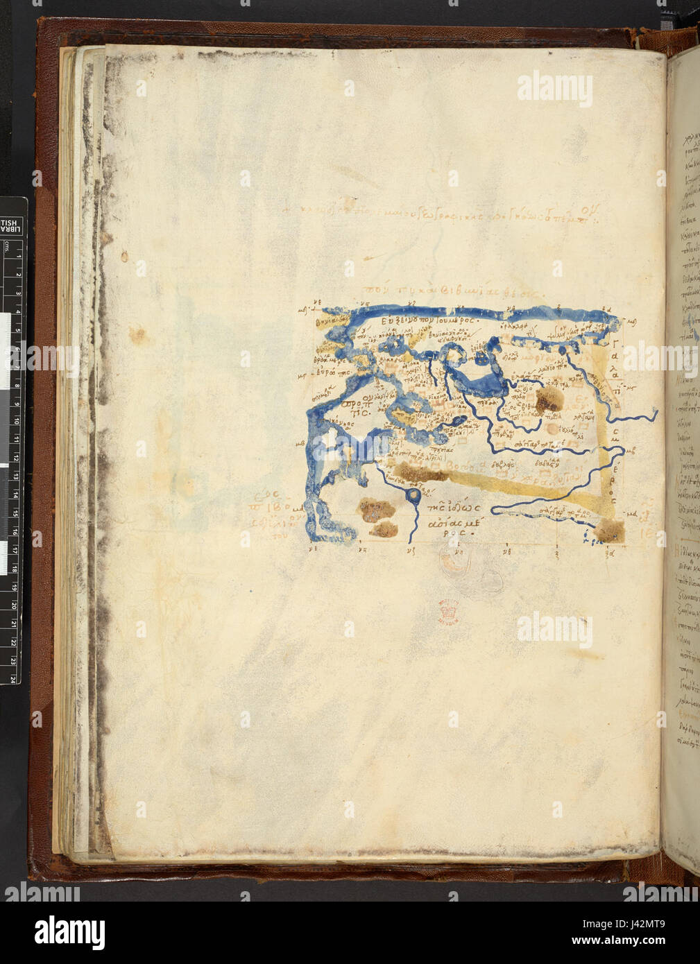 La carte après la Geographia de Ptolémée (111 MS Burney, f.62v) Banque D'Images