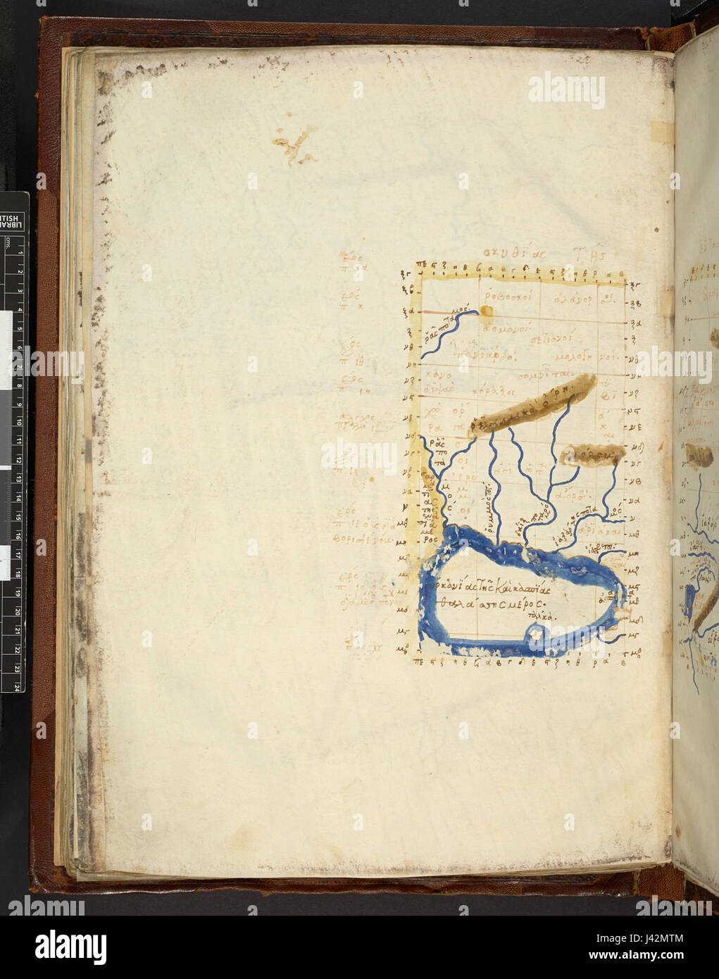 La carte après la Geographia de Ptolémée (111 MS Burney, f.89v) Banque D'Images