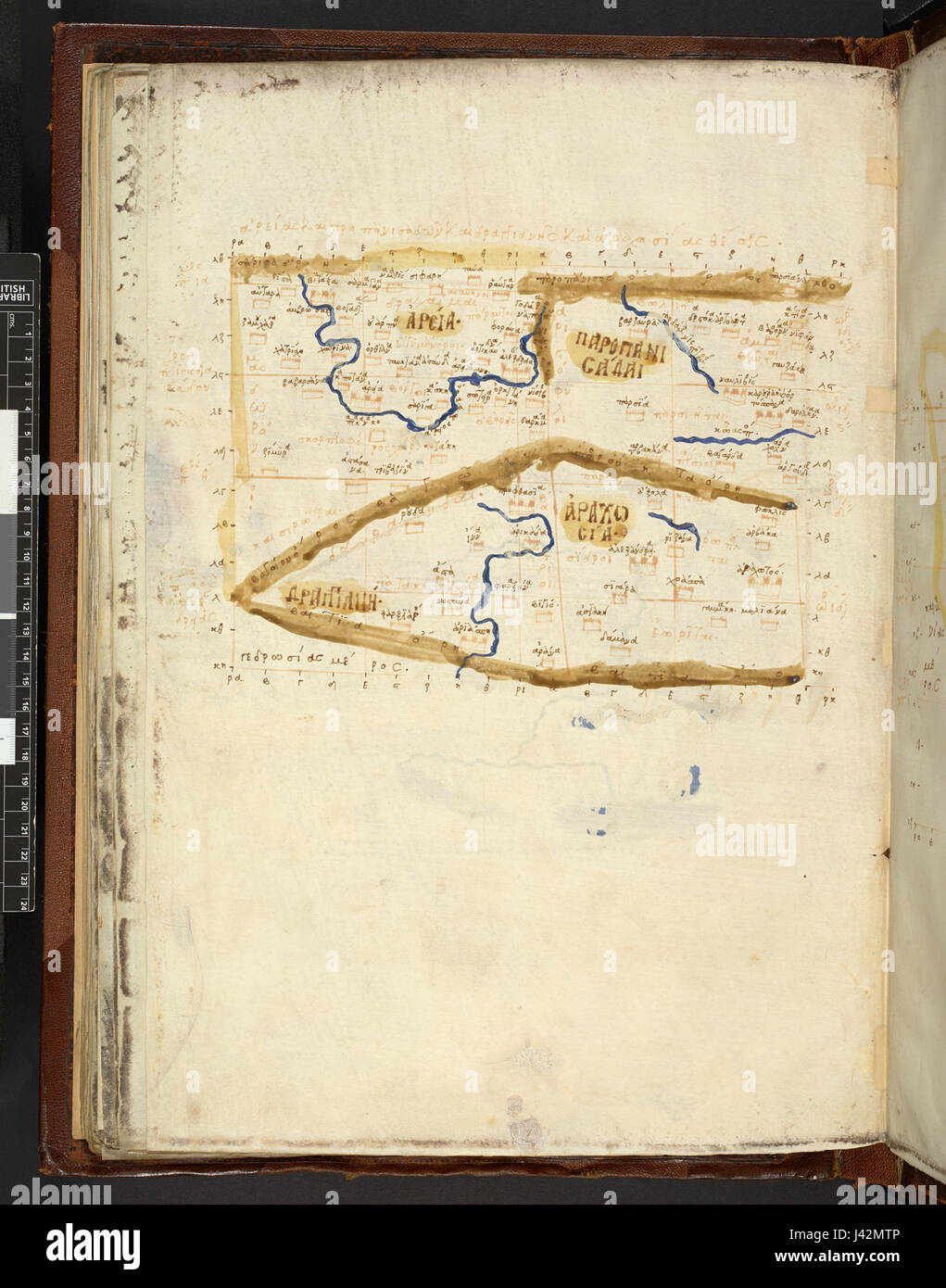 La carte après la Geographia de Ptolémée (111 MS Burney, f.92v) Banque D'Images